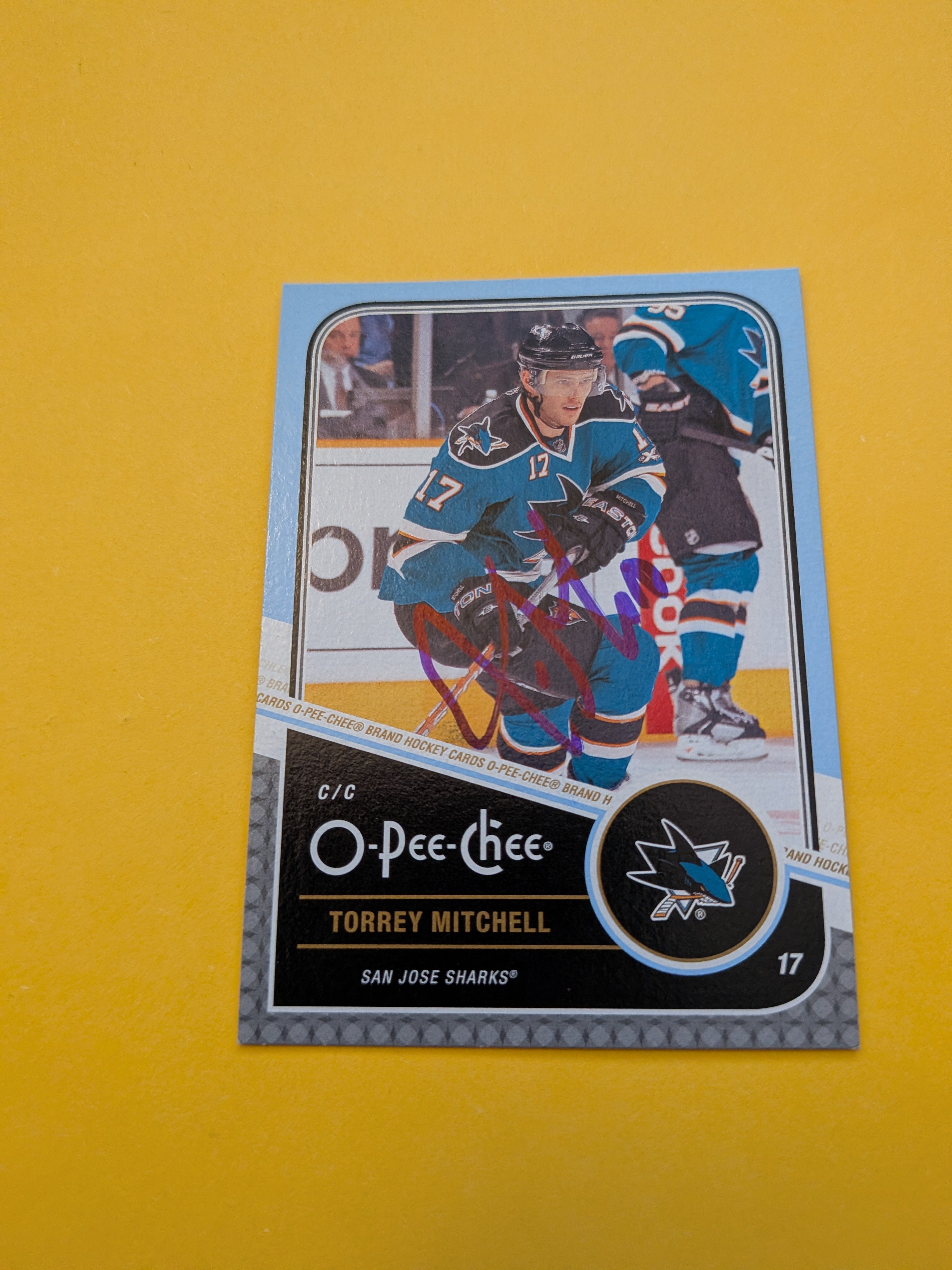 Torrey Mitchell Signed San Jose Sharks Card G