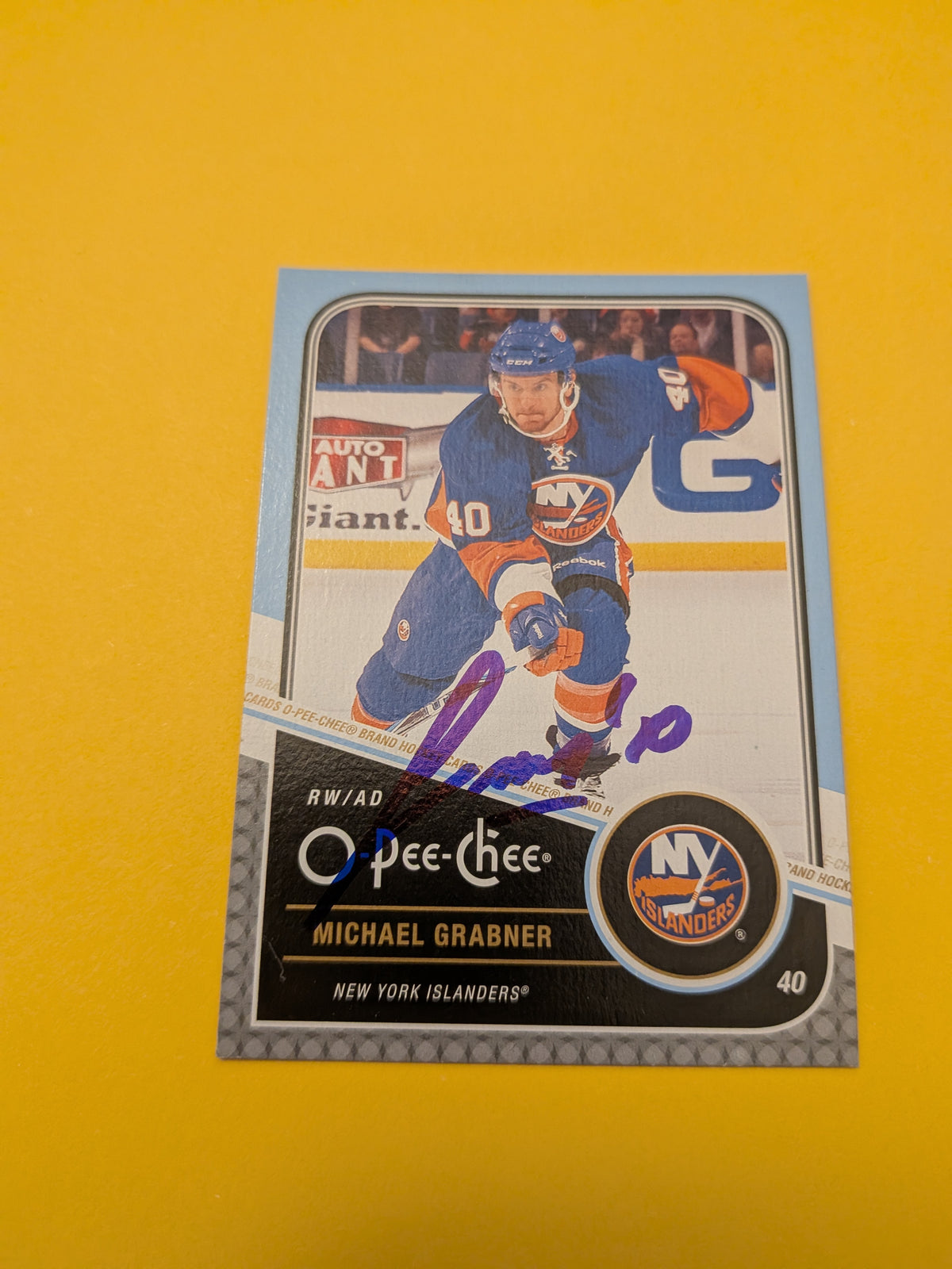 Michael Grabner Signed New York Islanders Card D