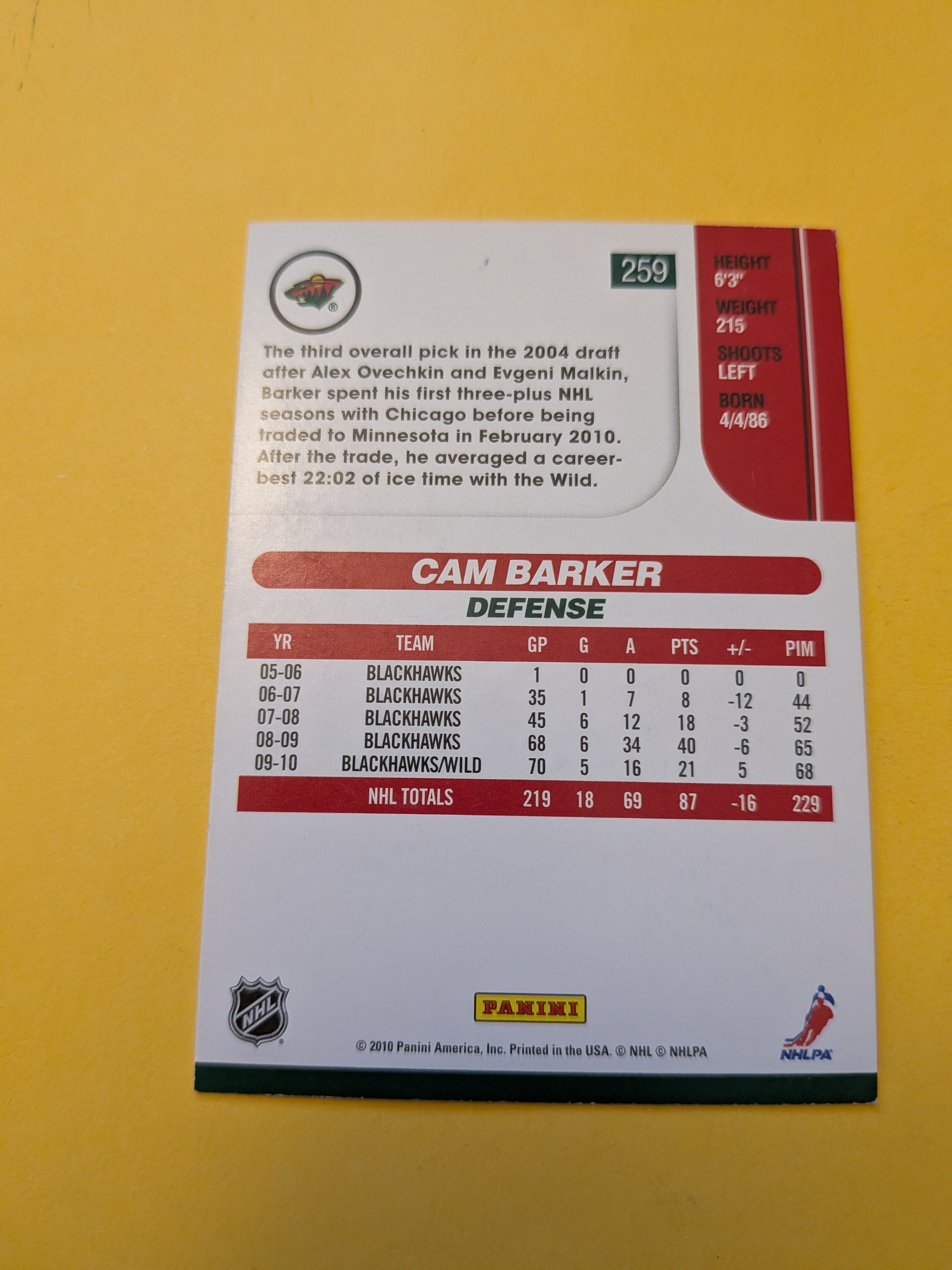 Greg Zanon Signed Minnesota Wild Card A