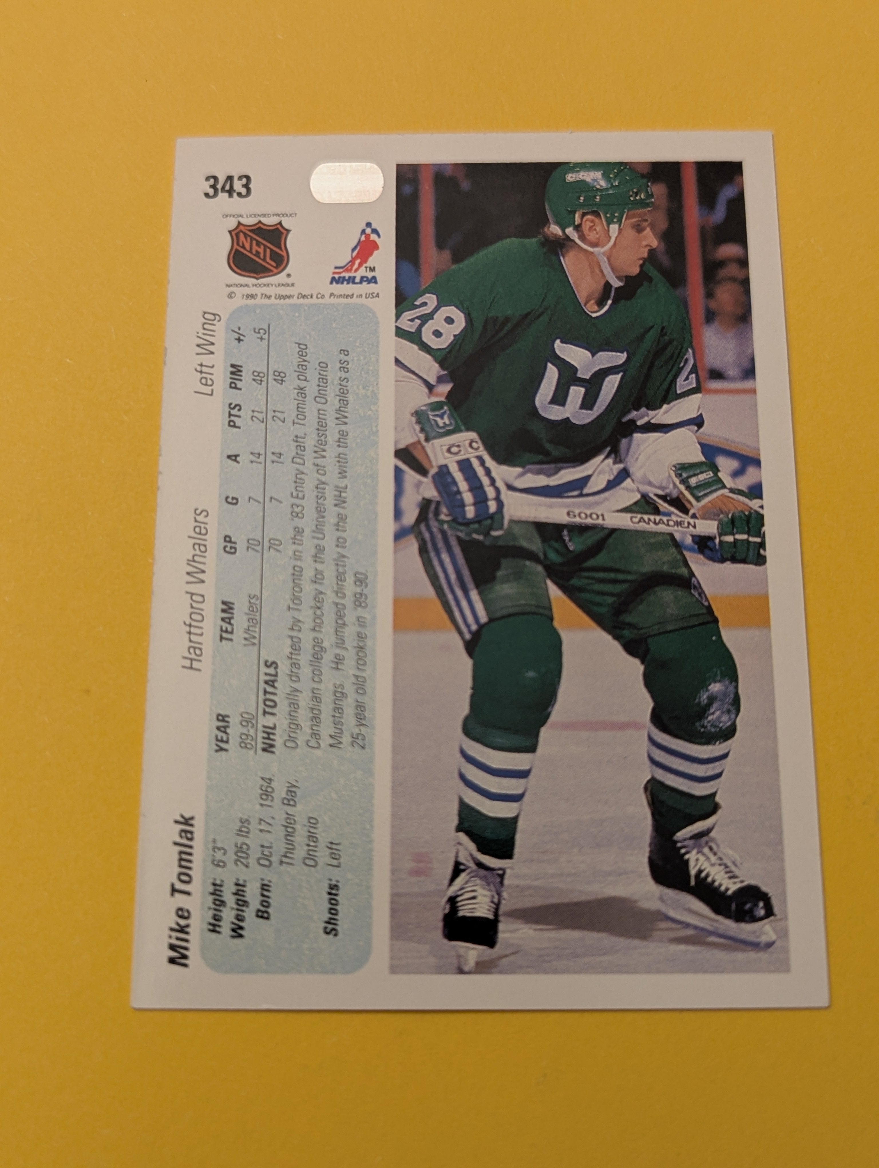 Mike Tomlak Signed Hartford Whalers Card