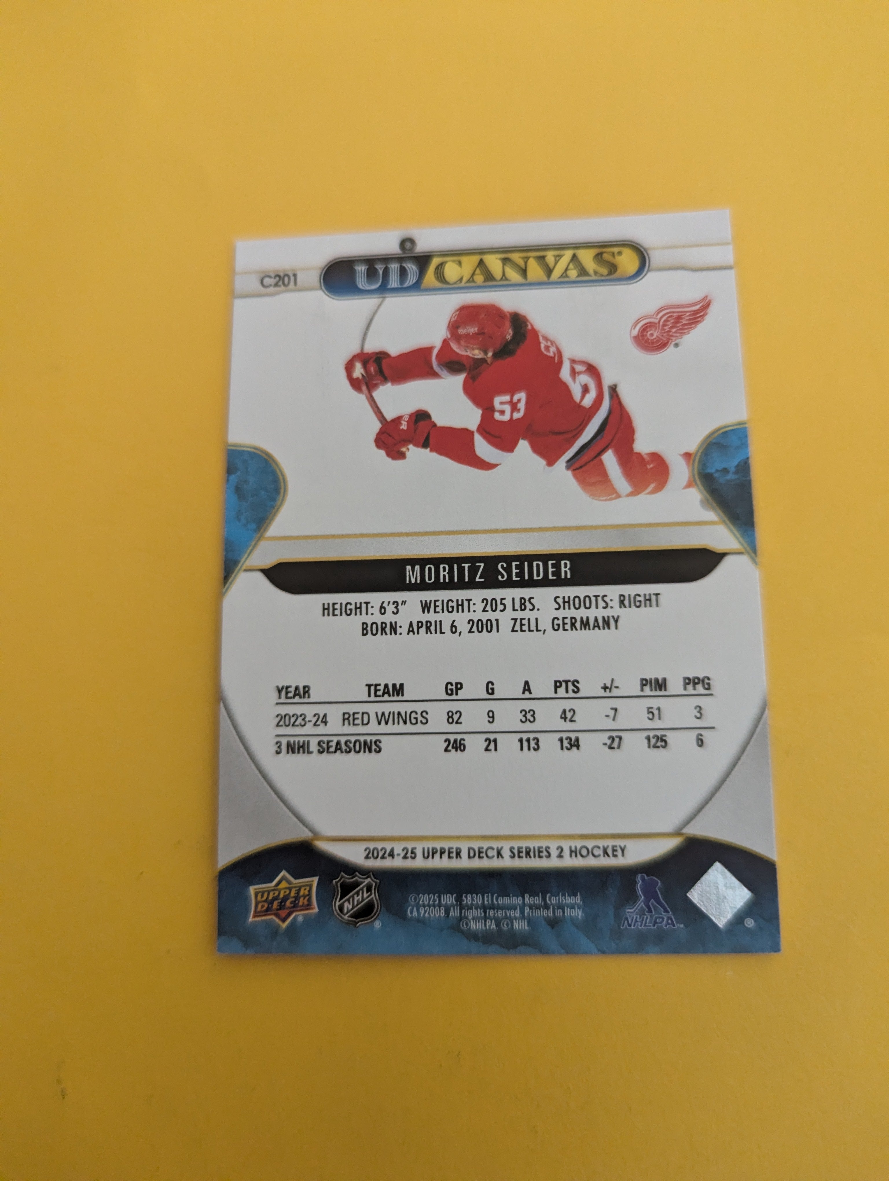 Moritz Seider 24-25 Upper Deck UD Canvas Card