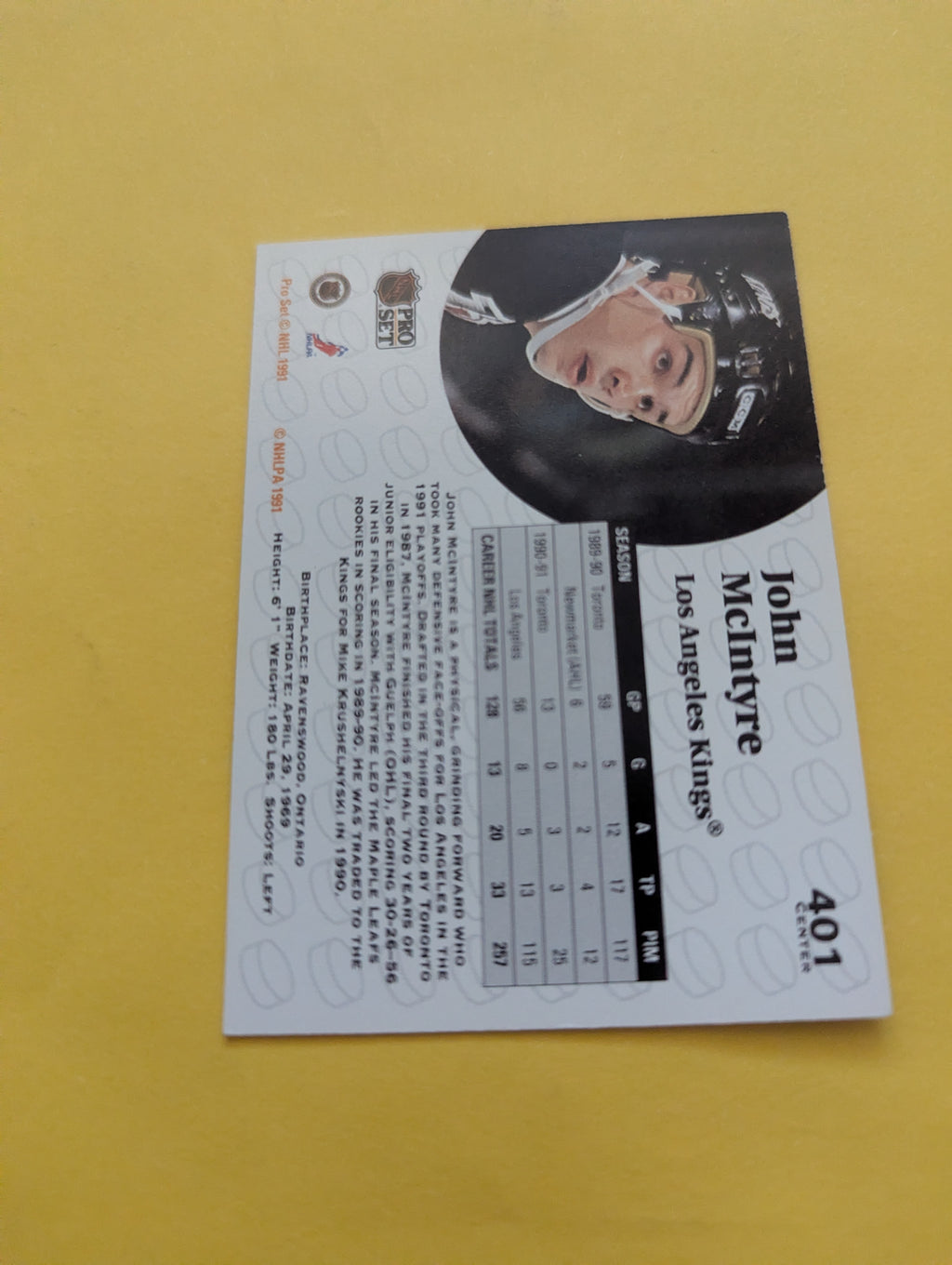 John McIntyre Signed Los Angeles Kings Card A