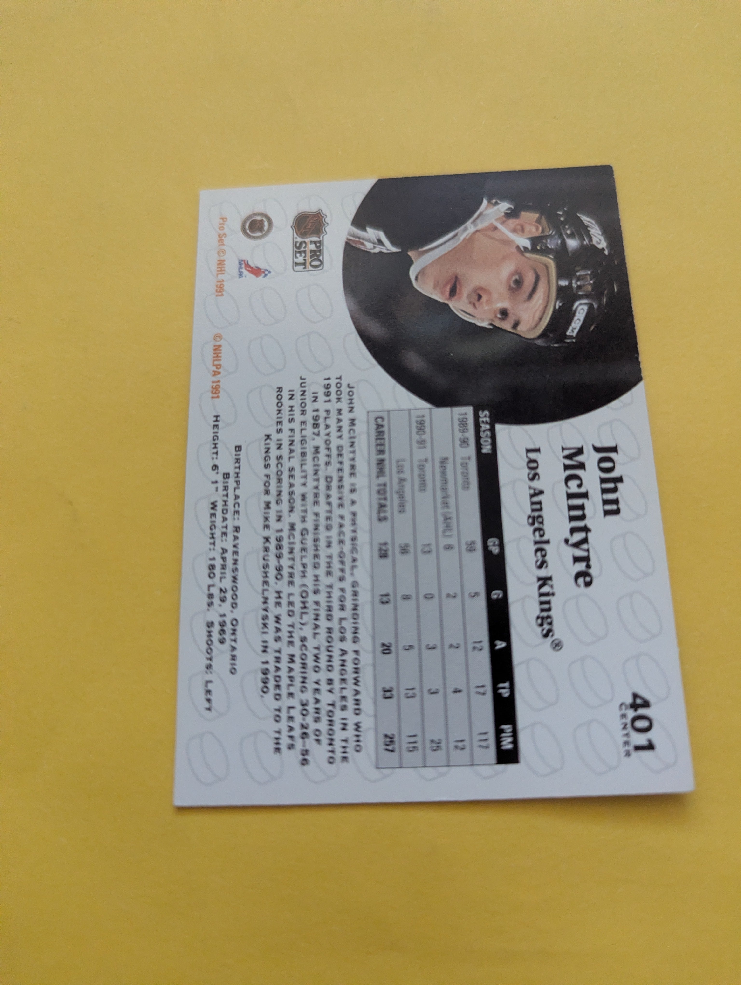 John McIntyre Signed Los Angeles Kings Card A