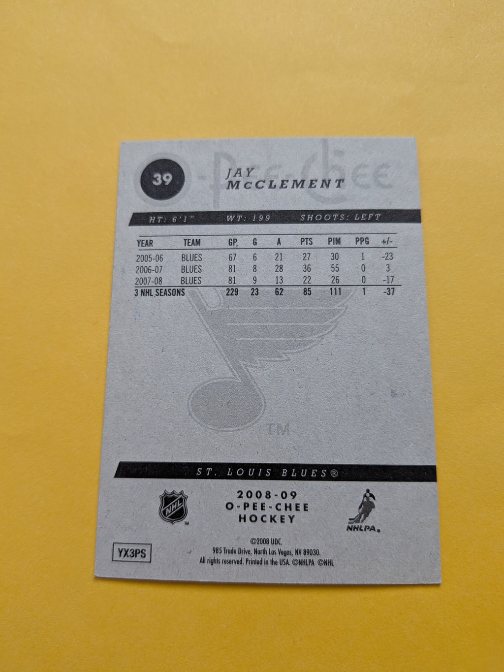 Jay McClement Signed St. Louis Blues Card A
