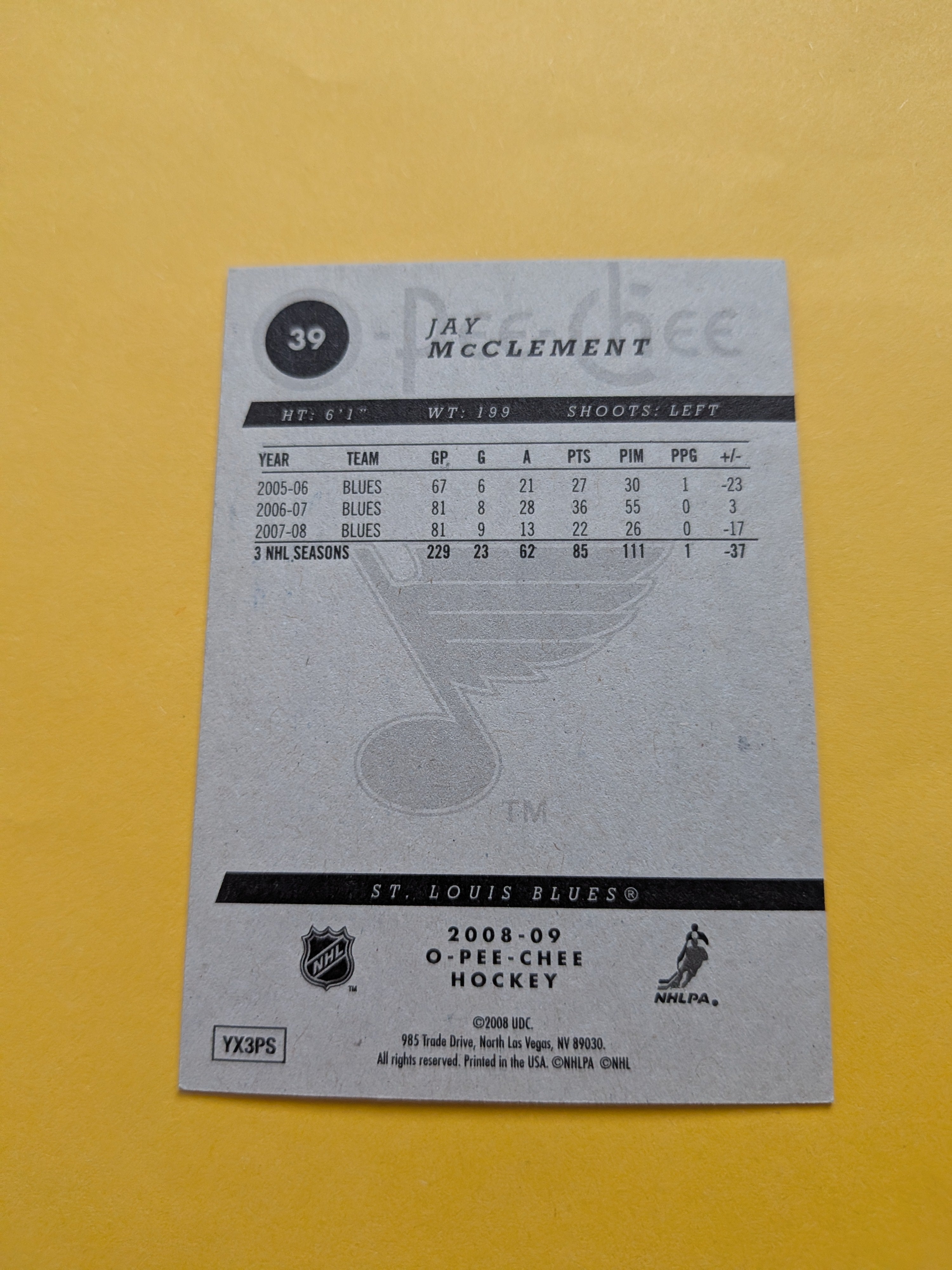 Jay McClement Signed St. Louis Blues Card A