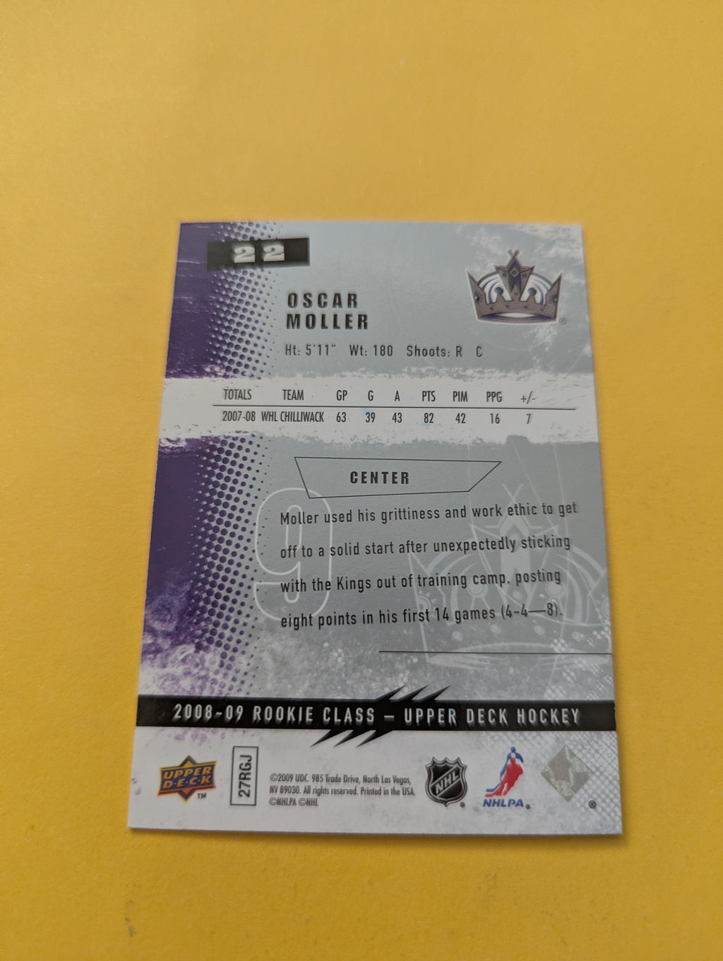Oscar Moller Signed Los Angeles Kings Rookie Card
