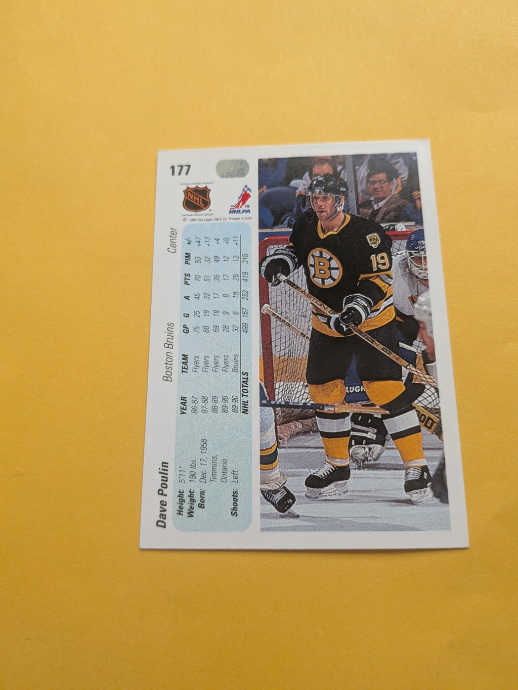 Dave Poulin Signed Boston Bruins Card A