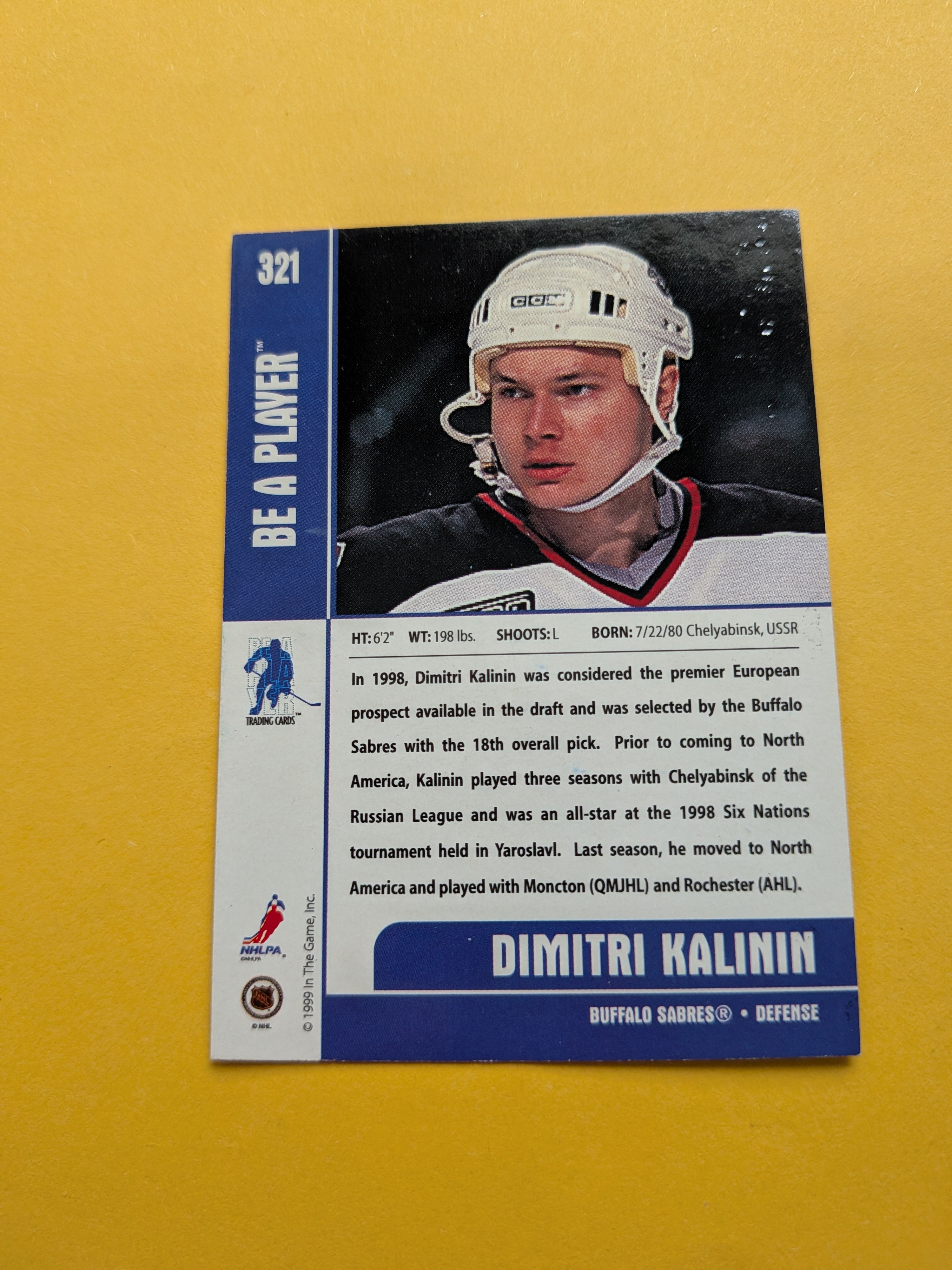 Dimitri Kalinin Signed Buffalo Sabres Rookie Card A