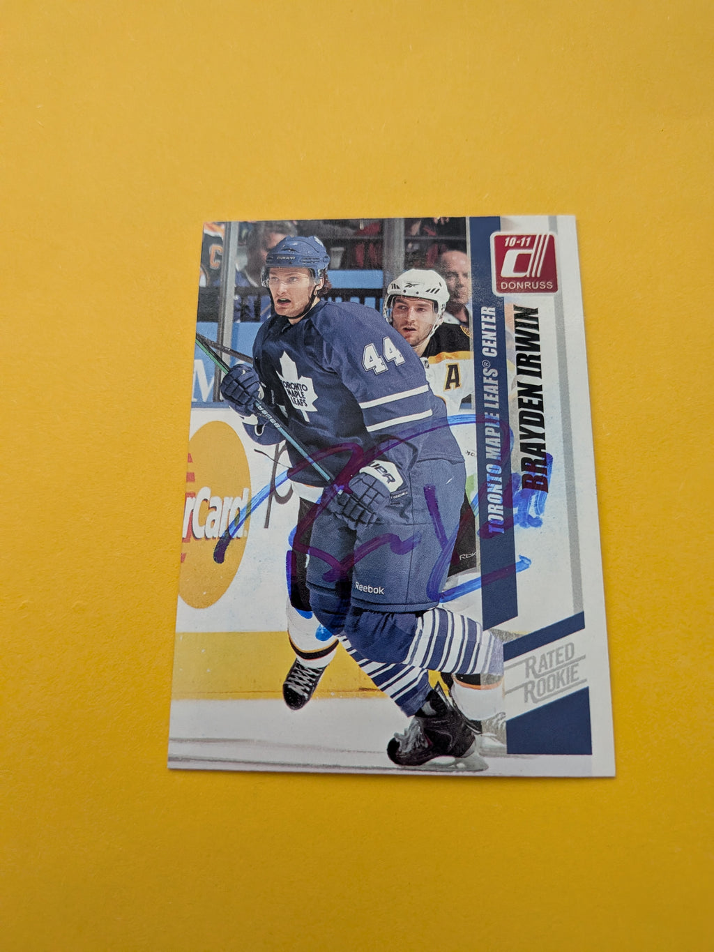 Brayden Irwin Signed Toronto Maple Leafs Rookie Card B