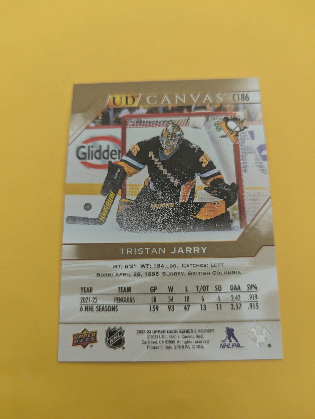 Tristan Jarry 22-23 Upper Deck UD Canvas Card
