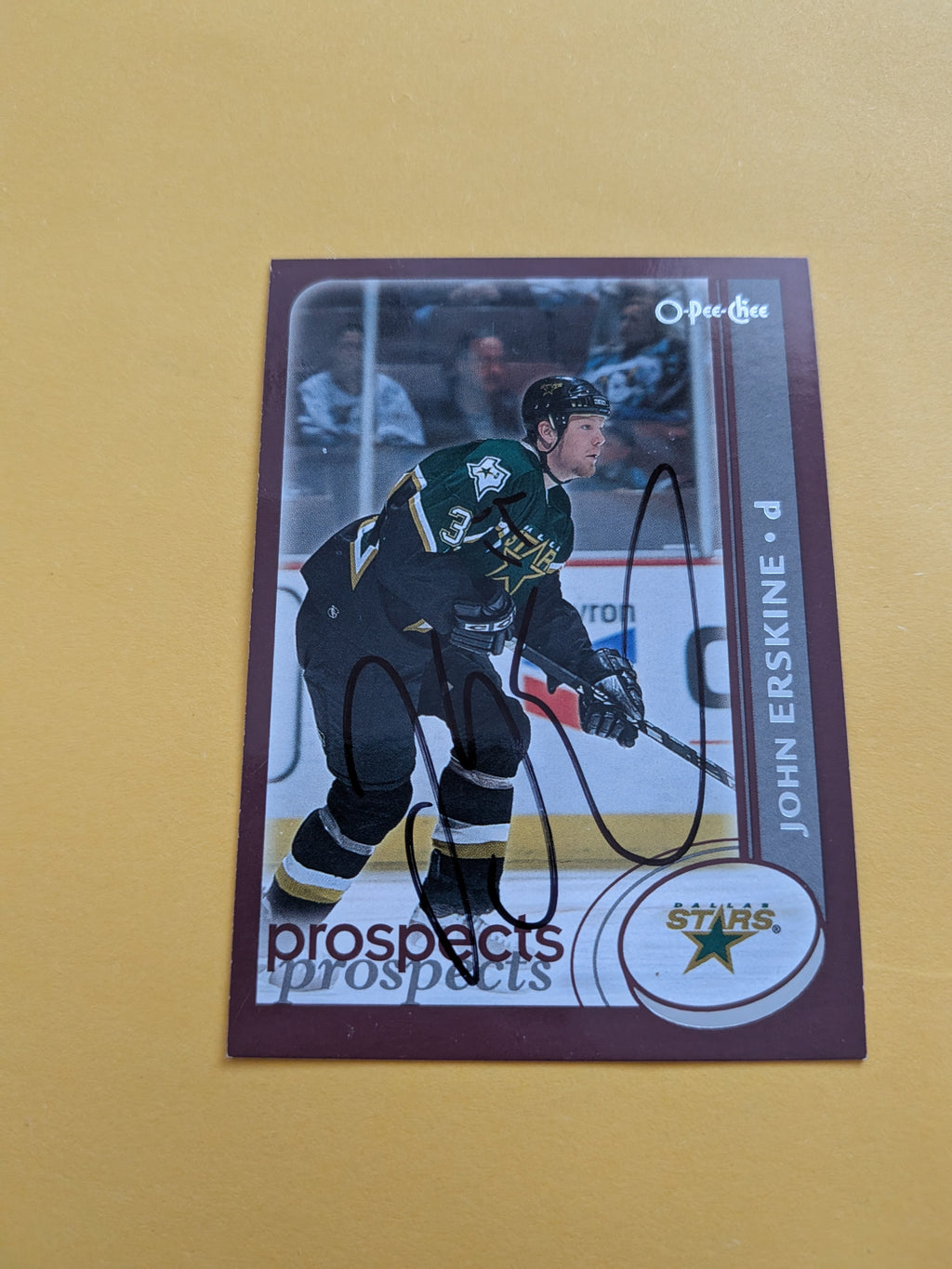 John Erskine Signed Dallas Stars Card A