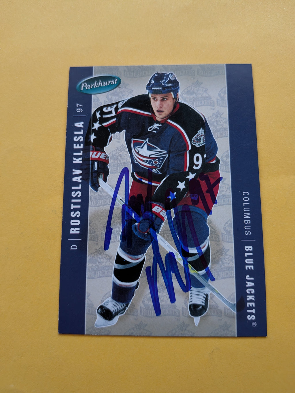 Rostislav Klesla Signed Columbus Blue Jackets Card A