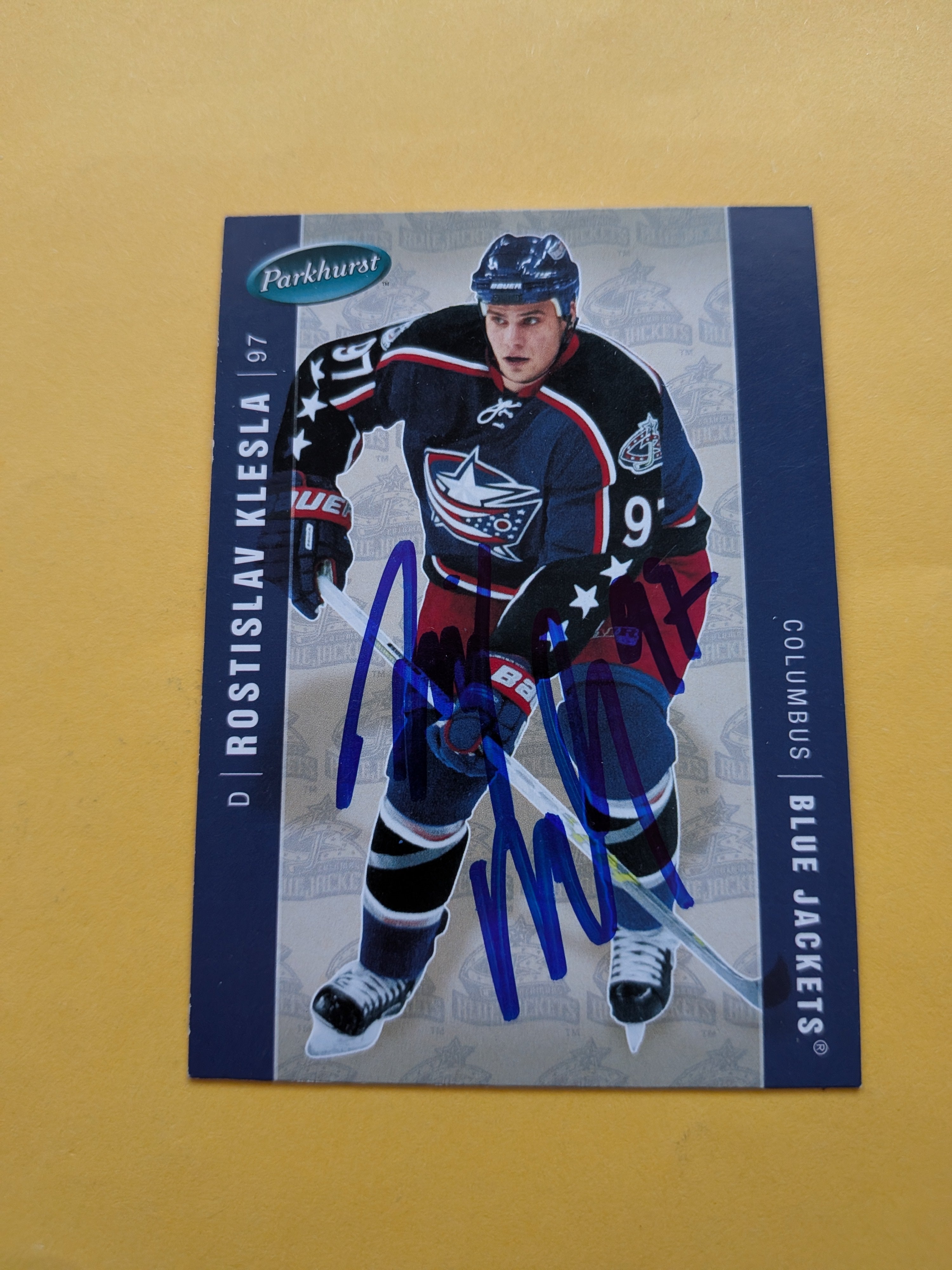 Rostislav Klesla Signed Columbus Blue Jackets Card A