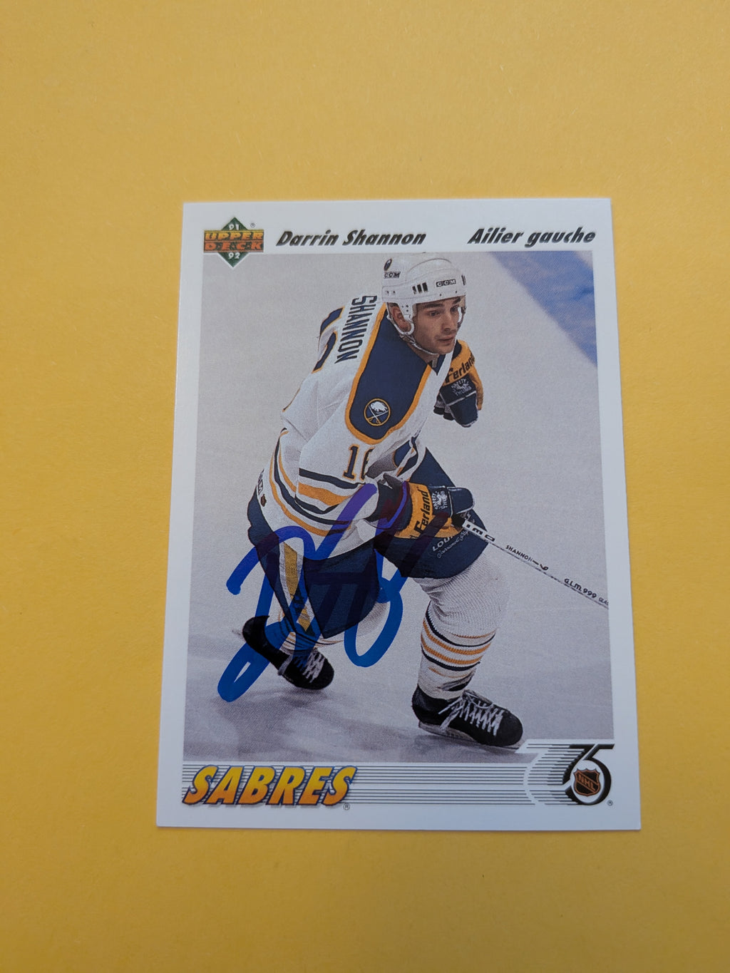 Darrin Shannon Signed Buffalo Sabres Card G