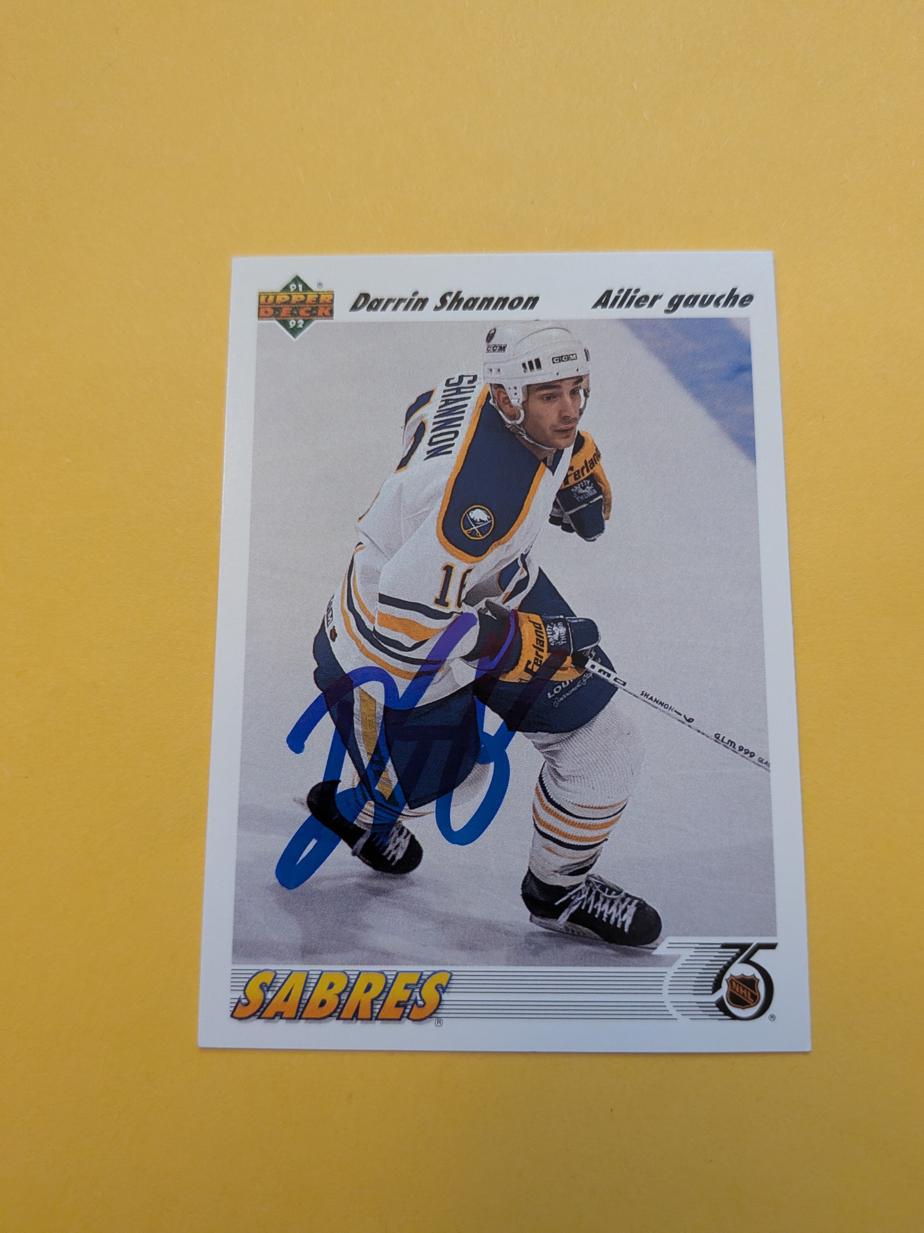 Darrin Shannon Signed Buffalo Sabres Card G