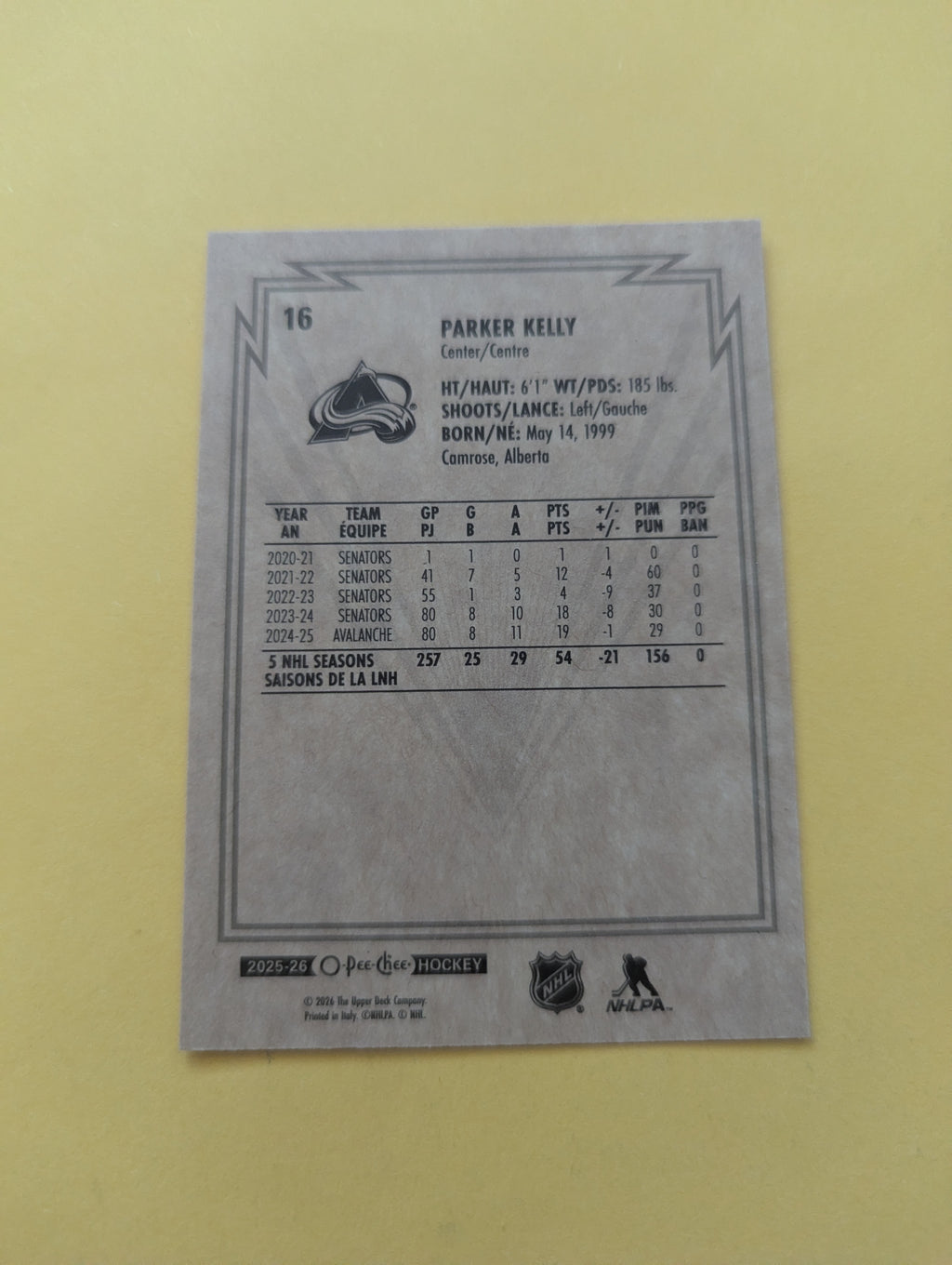 Parker Kelly 25-26 OPC Retro Card