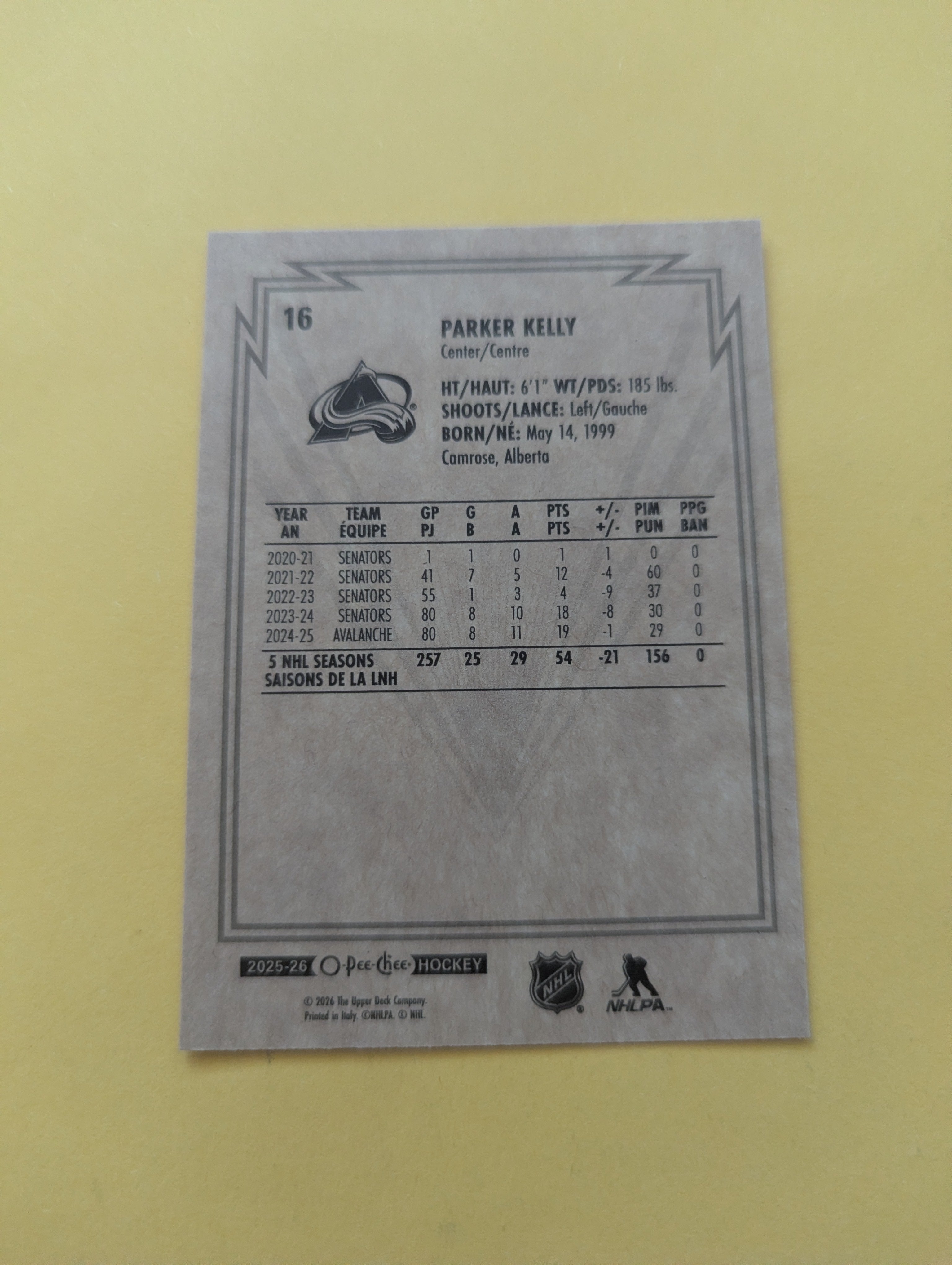 Parker Kelly 25-26 OPC Retro Card