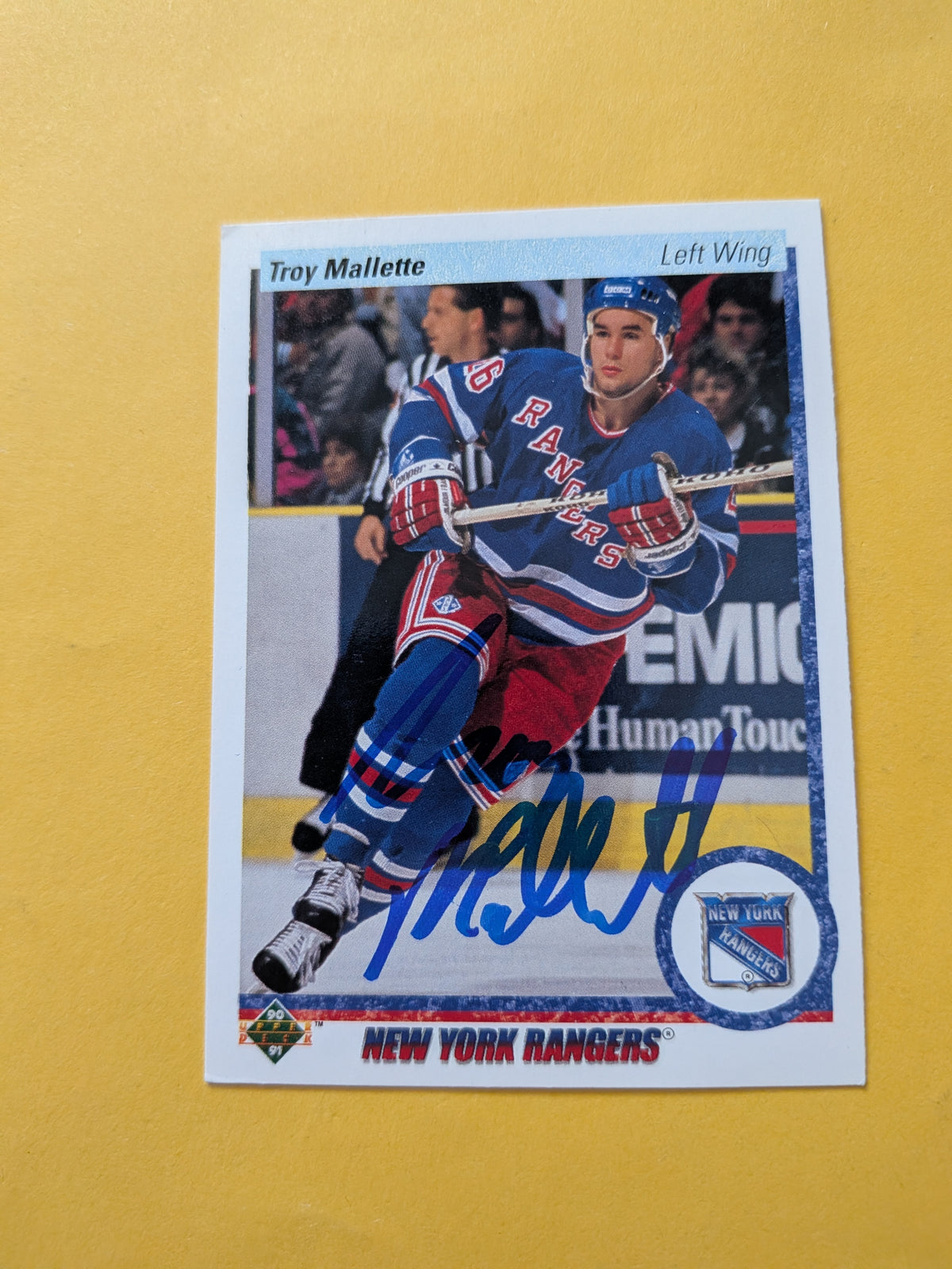 Troy Mallette Signed New York Rangers Card E