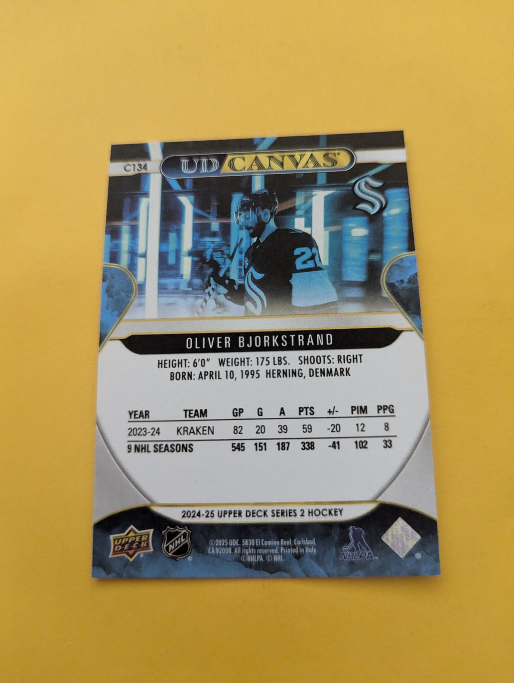 Oliver Bjorkstrand 24-25 Upper Deck UD Canvas Card