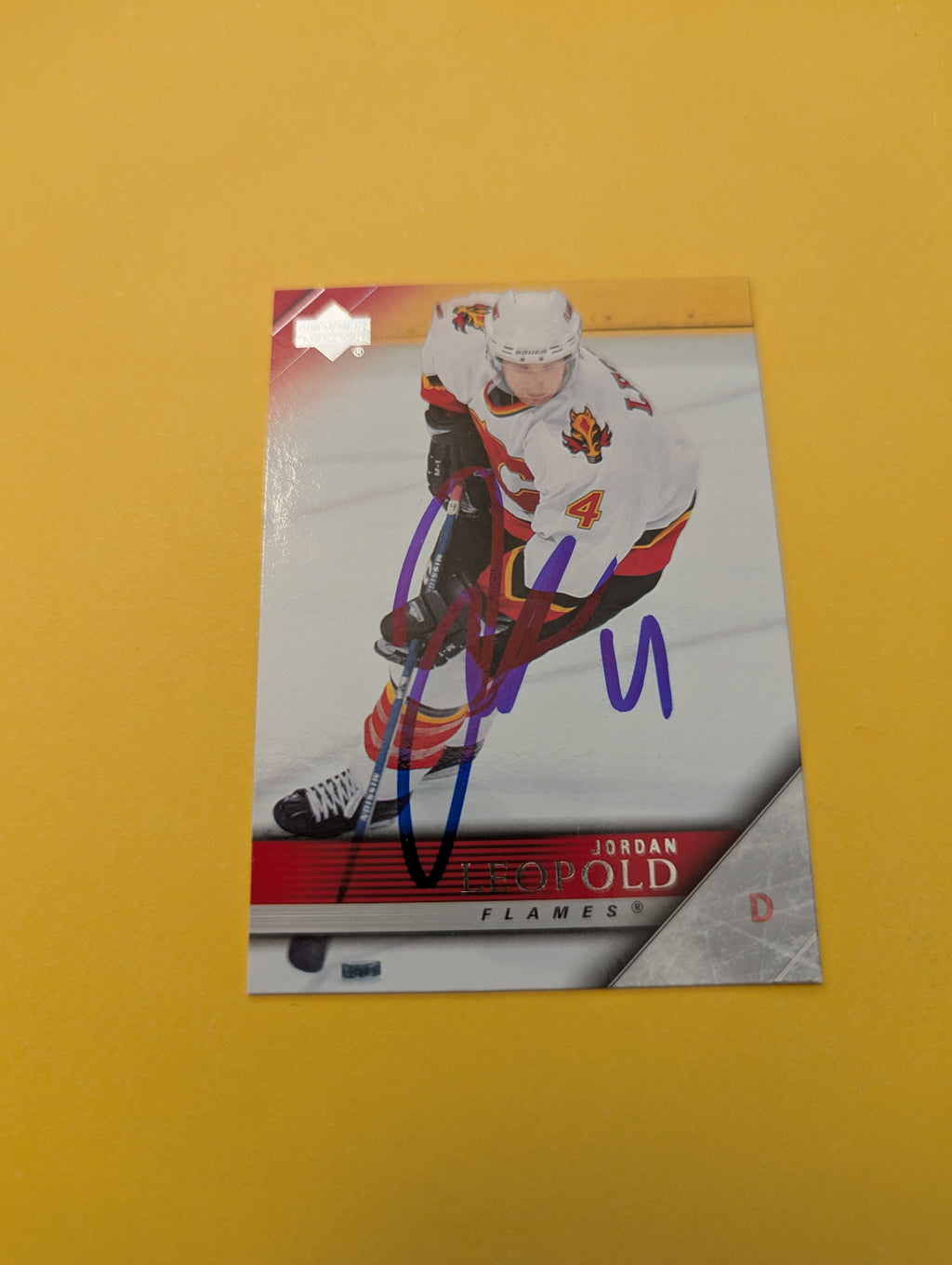 Jordan Leopold Signed Calgary Flames Card