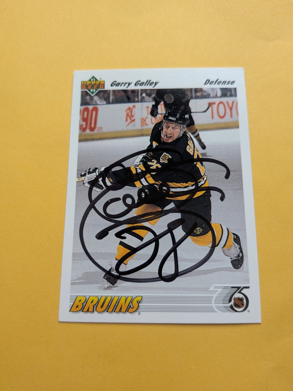 Garry Galley Signed Boston Bruins Card E
