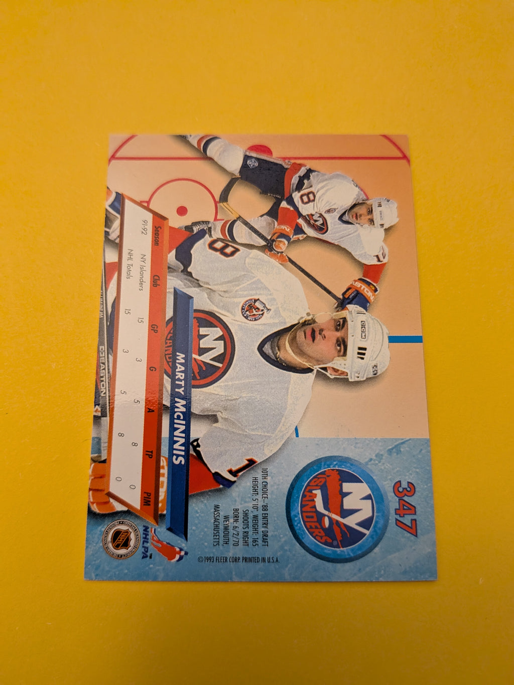 Marty McInnis Signed New York Islanders Card C