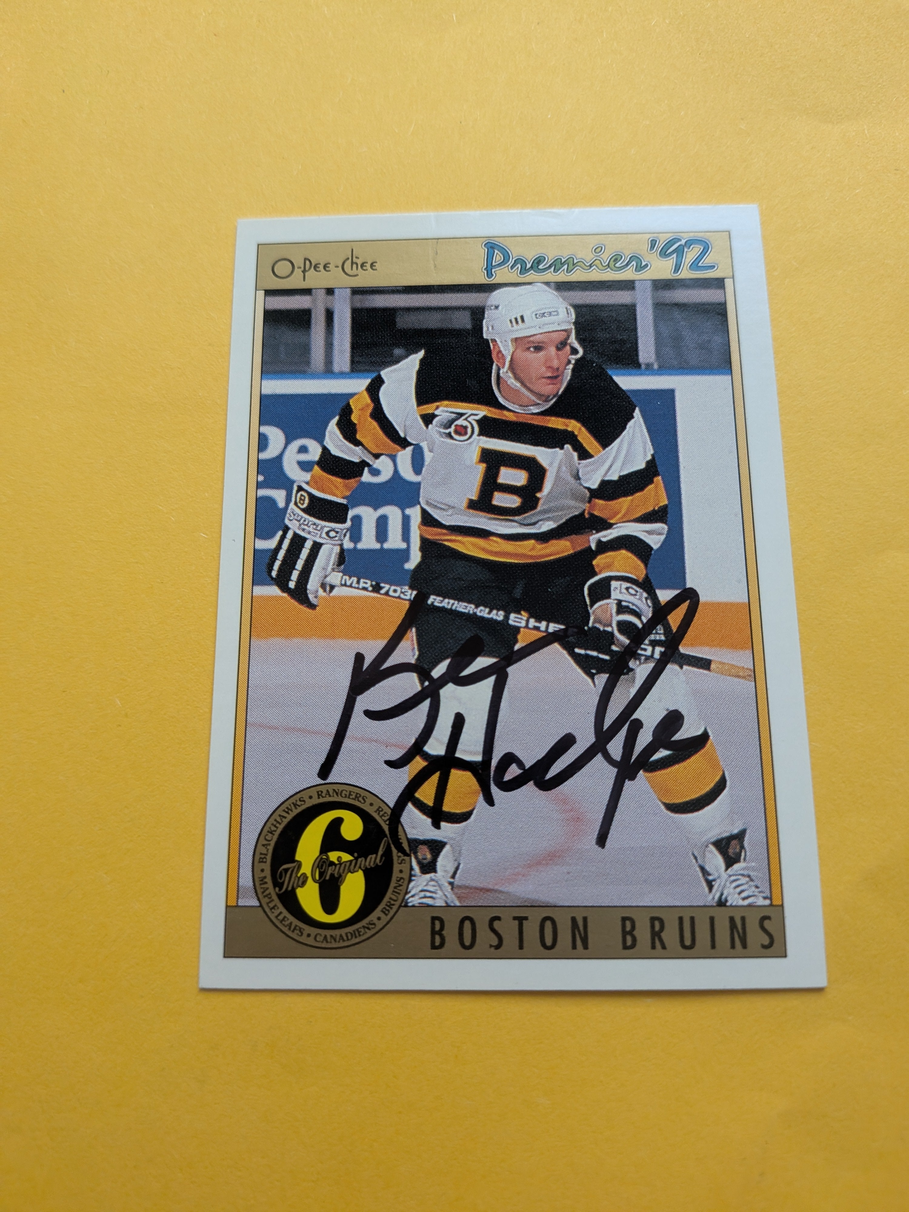 Ken Hodge Signed Boston Bruins Card A