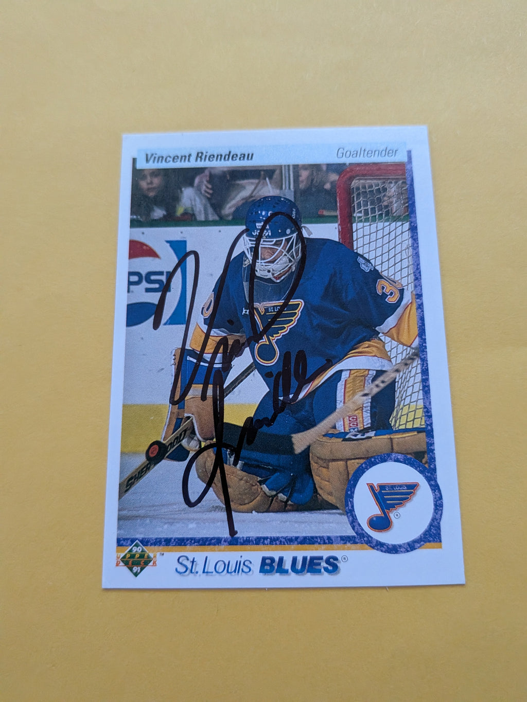 Vincent Riendeau Signed St. Louis Blues Card C