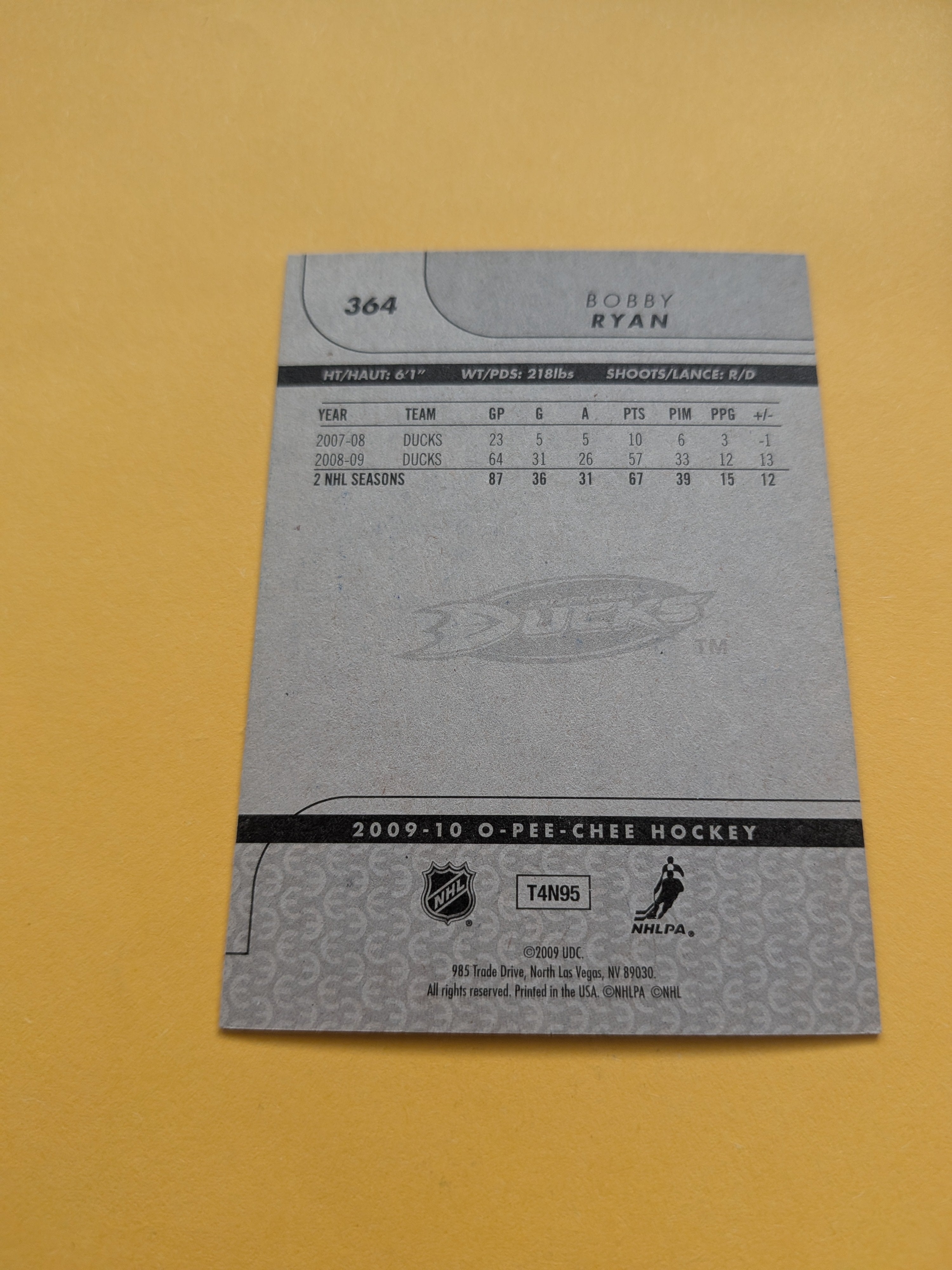 Bobby Ryan Signed Anaheim Ducks Card H