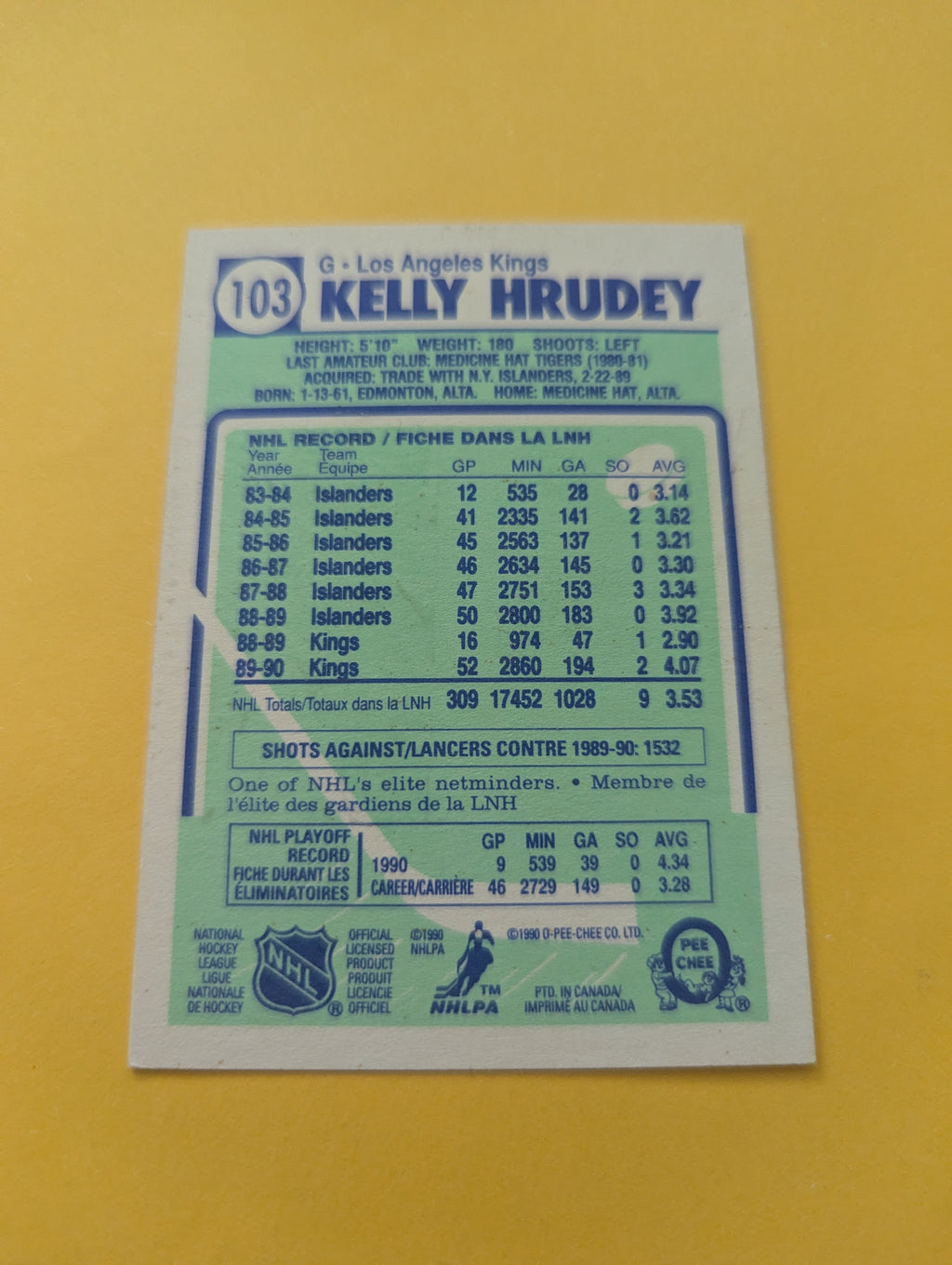 Kelly Hrudey Signed Los Angeles Kings Card