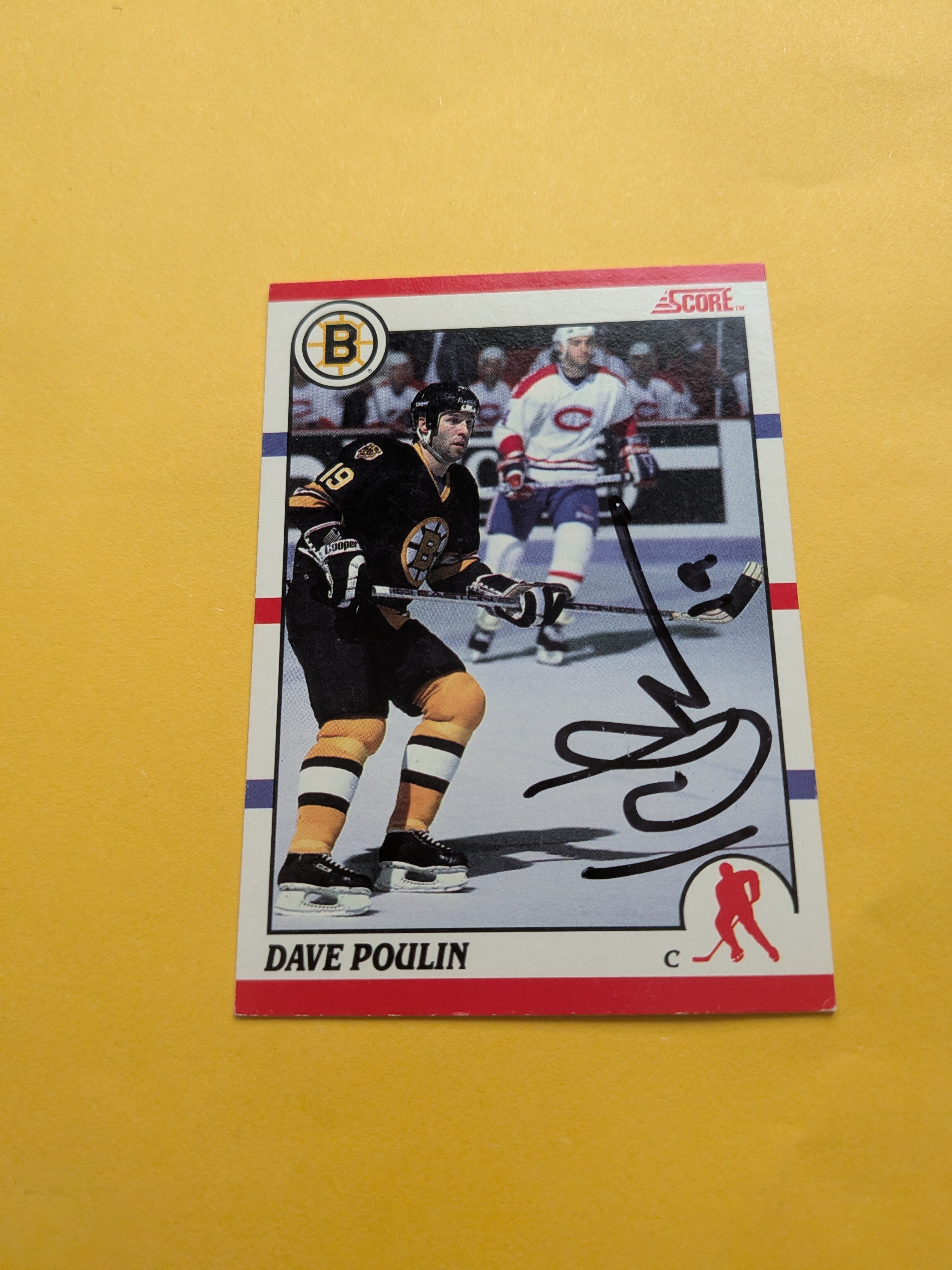 Dave Poulin Signed Boston Bruins Card E