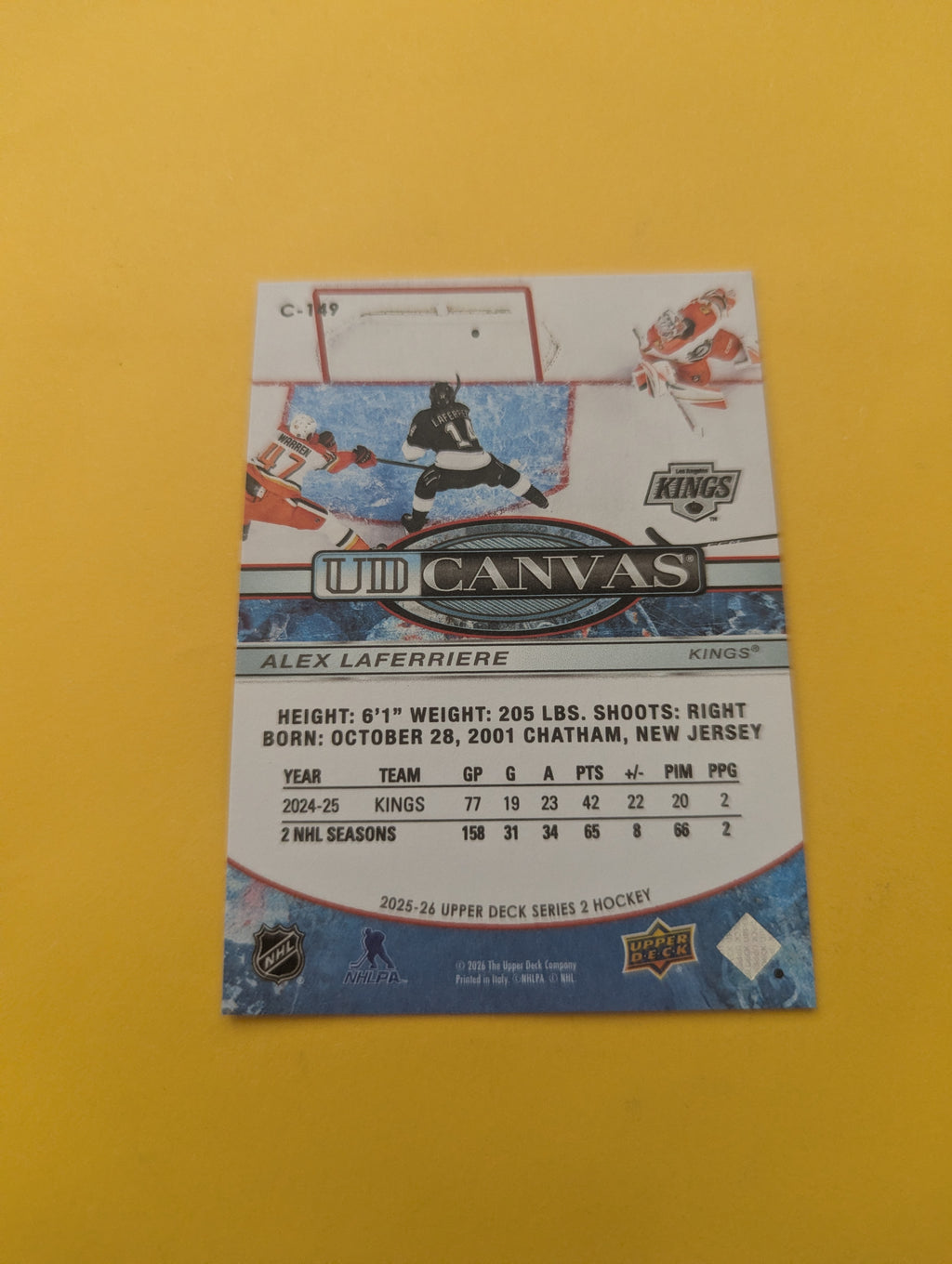Alex Laferriere 25-26 Upper Deck UD Canvas Card