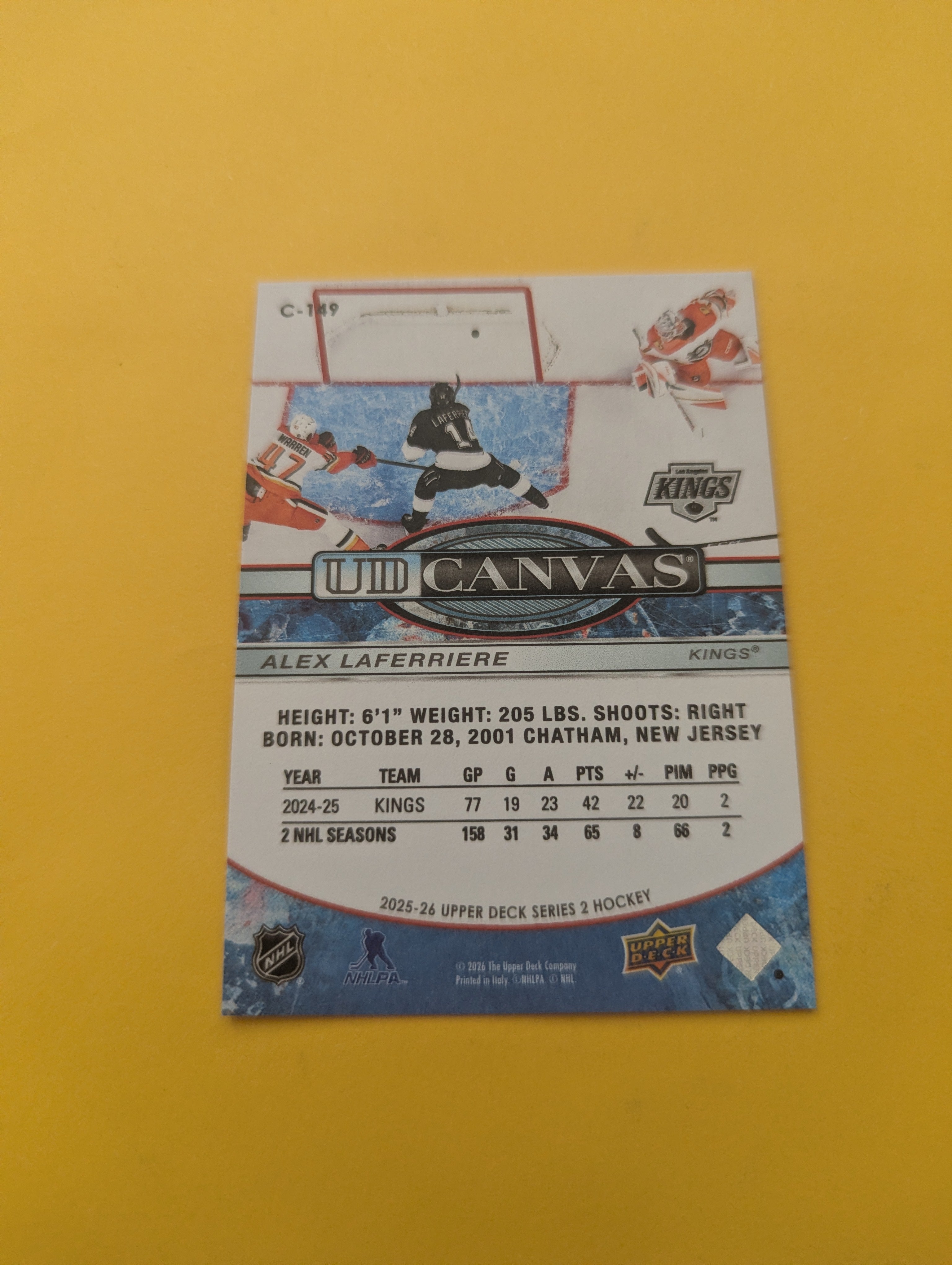 Alex Laferriere 25-26 Upper Deck UD Canvas Card