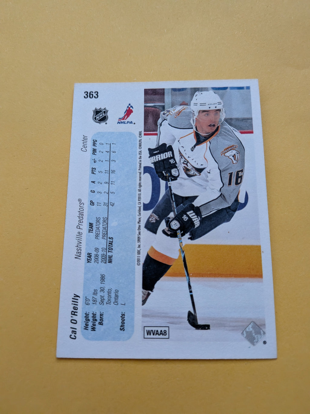 Cal O'Reilly Signed Nashville Predators Card