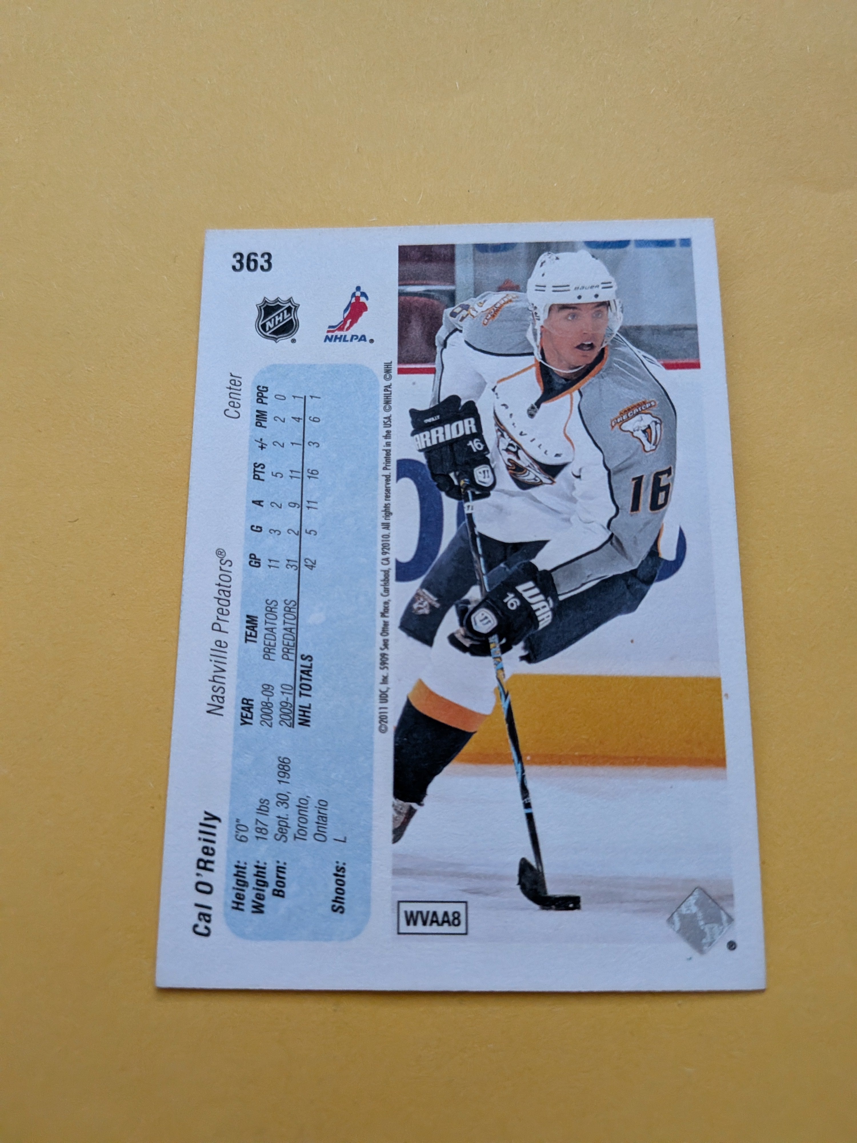 Cal O'Reilly Signed Nashville Predators Card