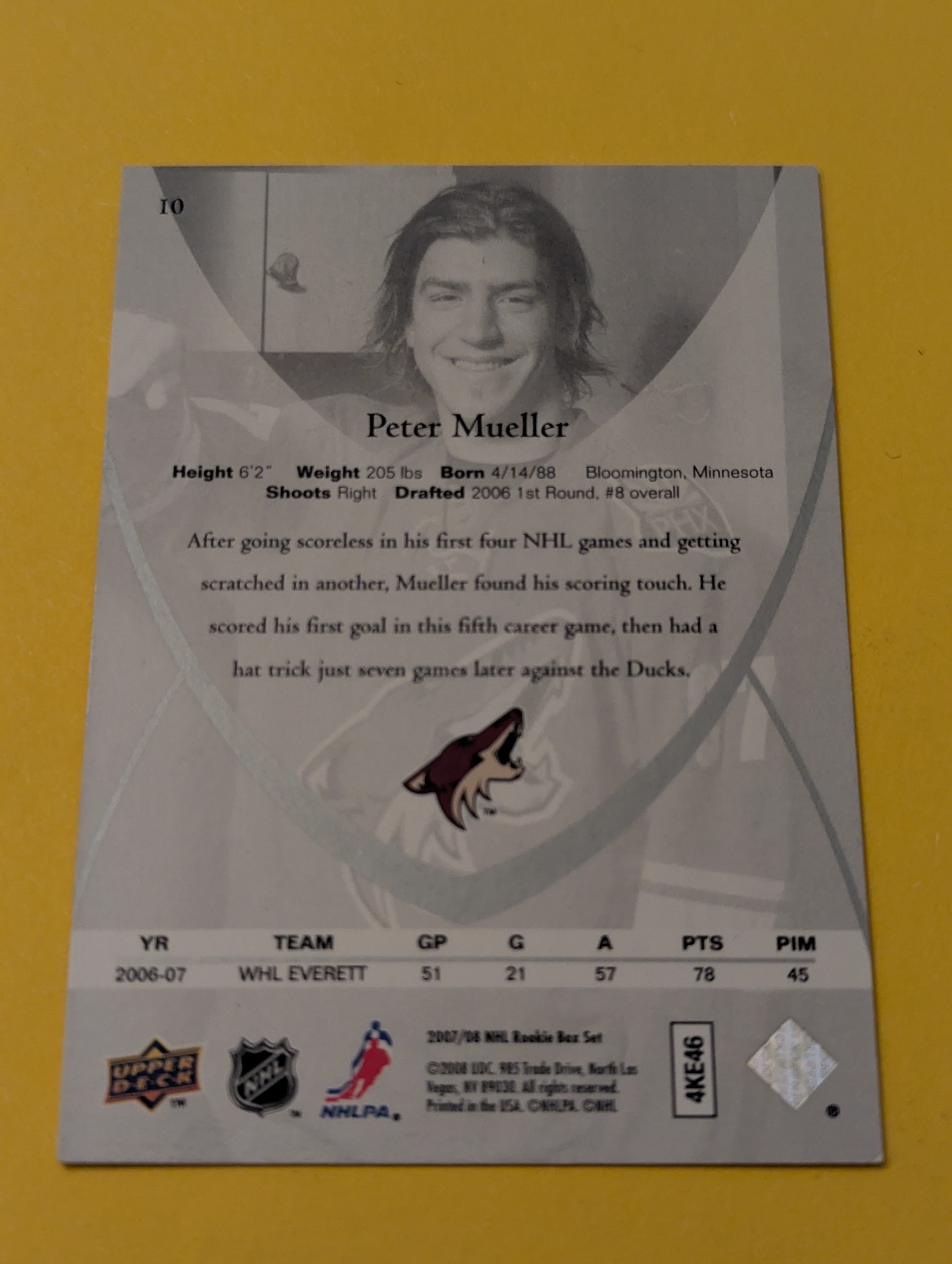 Peter Mueller Signed Arizona Coyotes Rookie Card