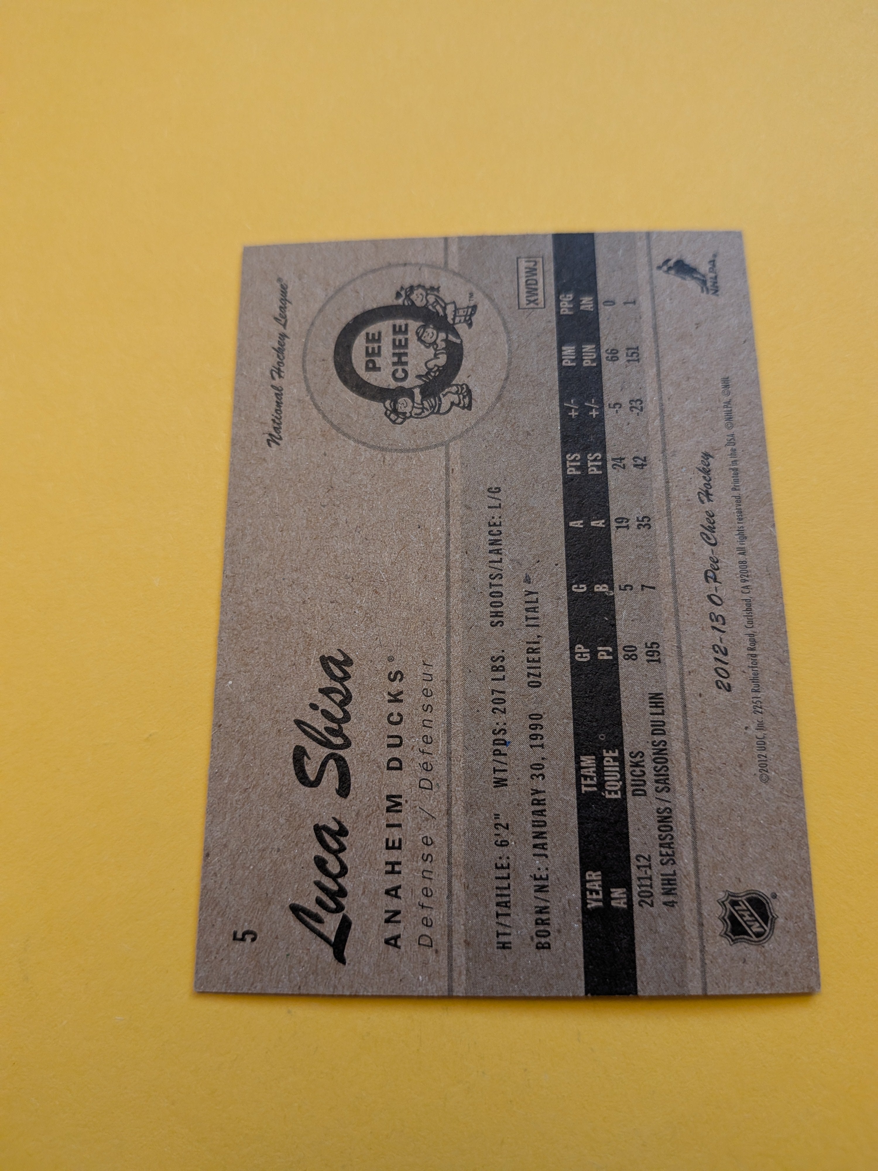 Luca Sbisa Signed Anaheim Ducks Card F