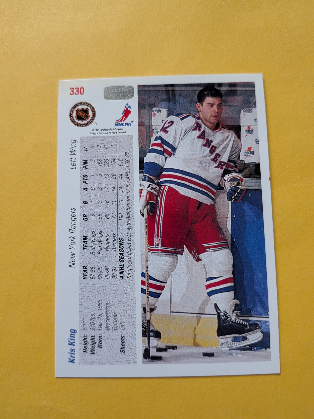 Kris King Signed New York Rangers Card H