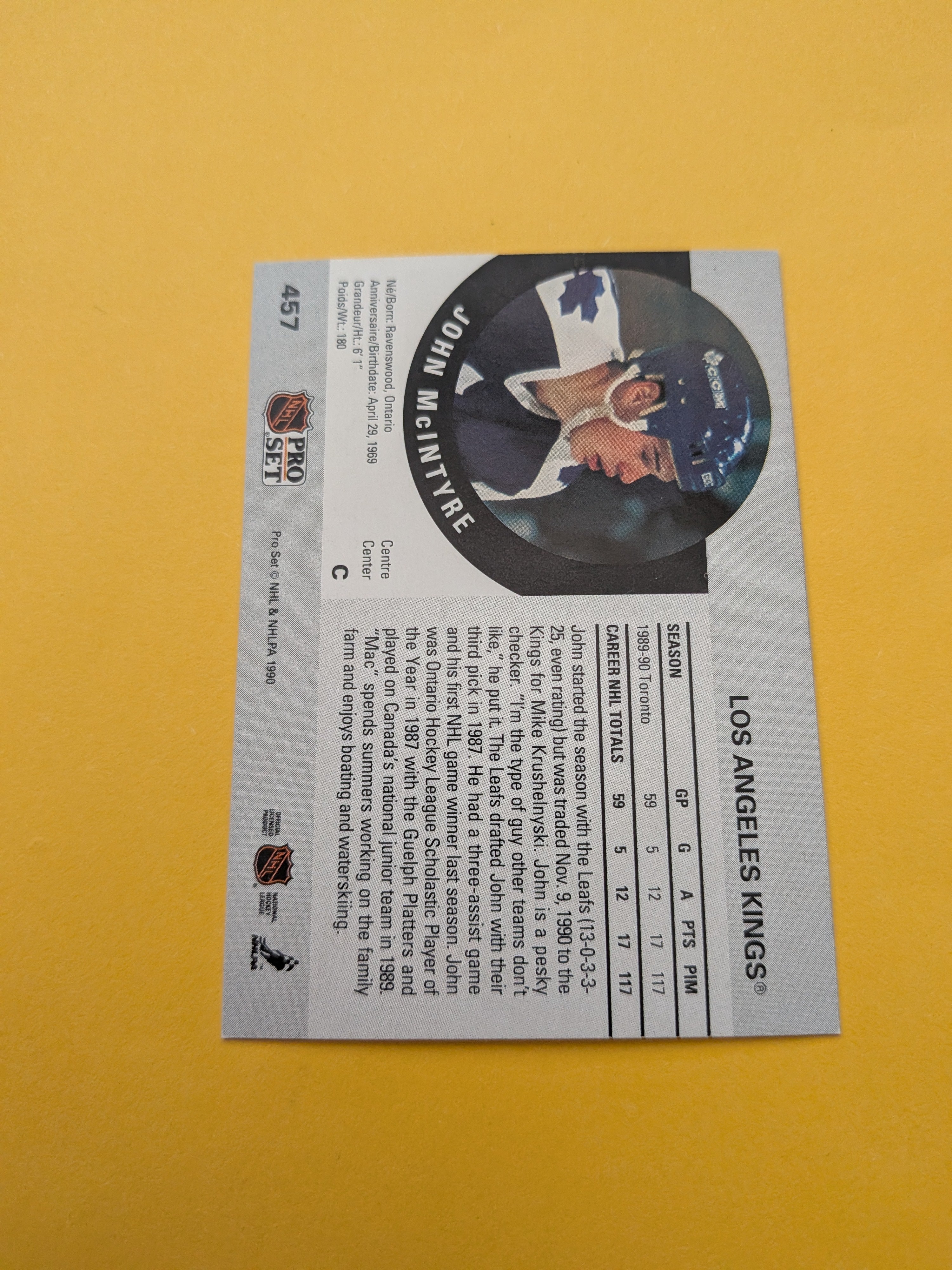 John McIntyre Signed Toronto Maple Leafs Card A