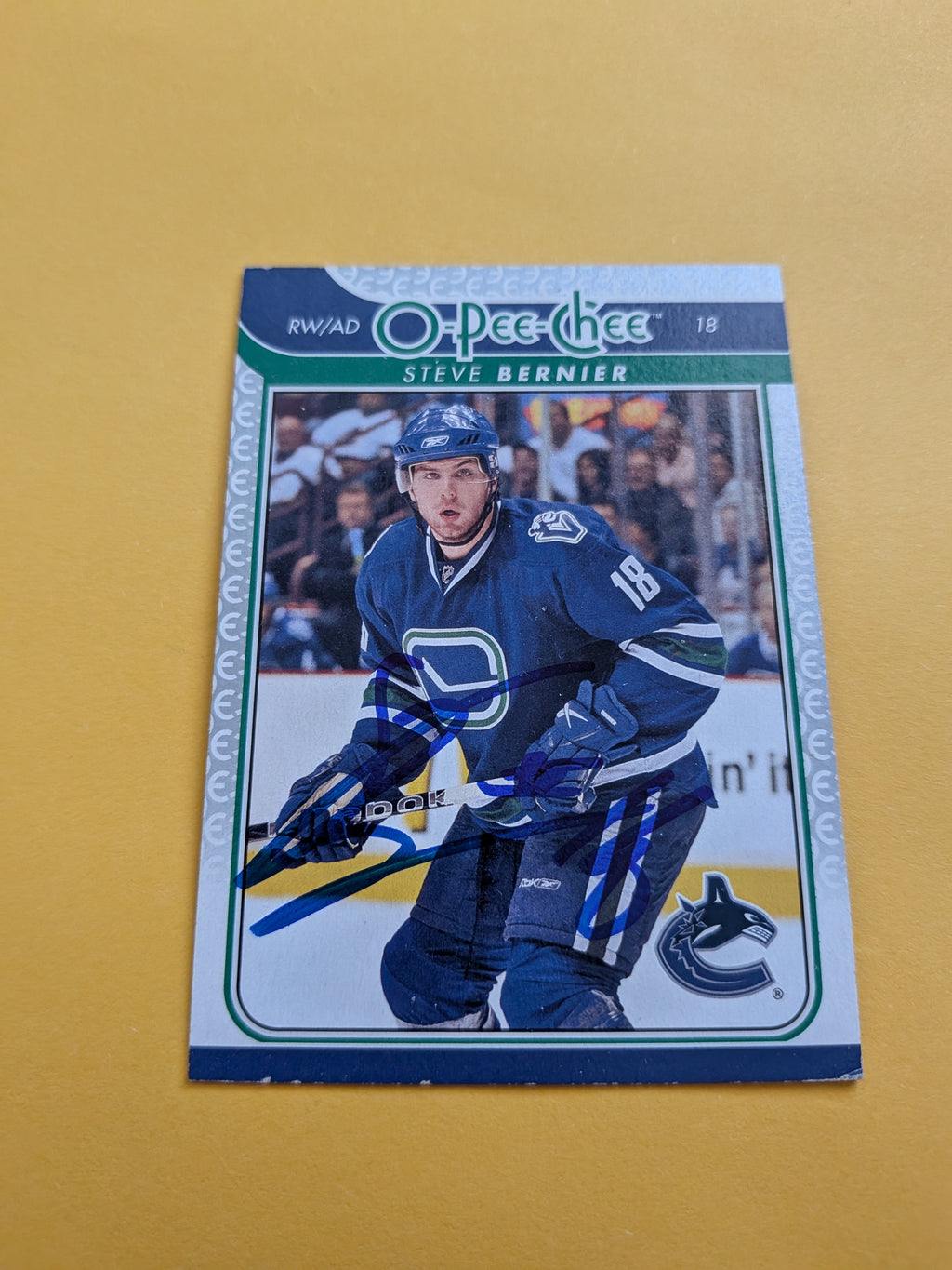 Steve Bernier Signed Vancouver Canucks Card A