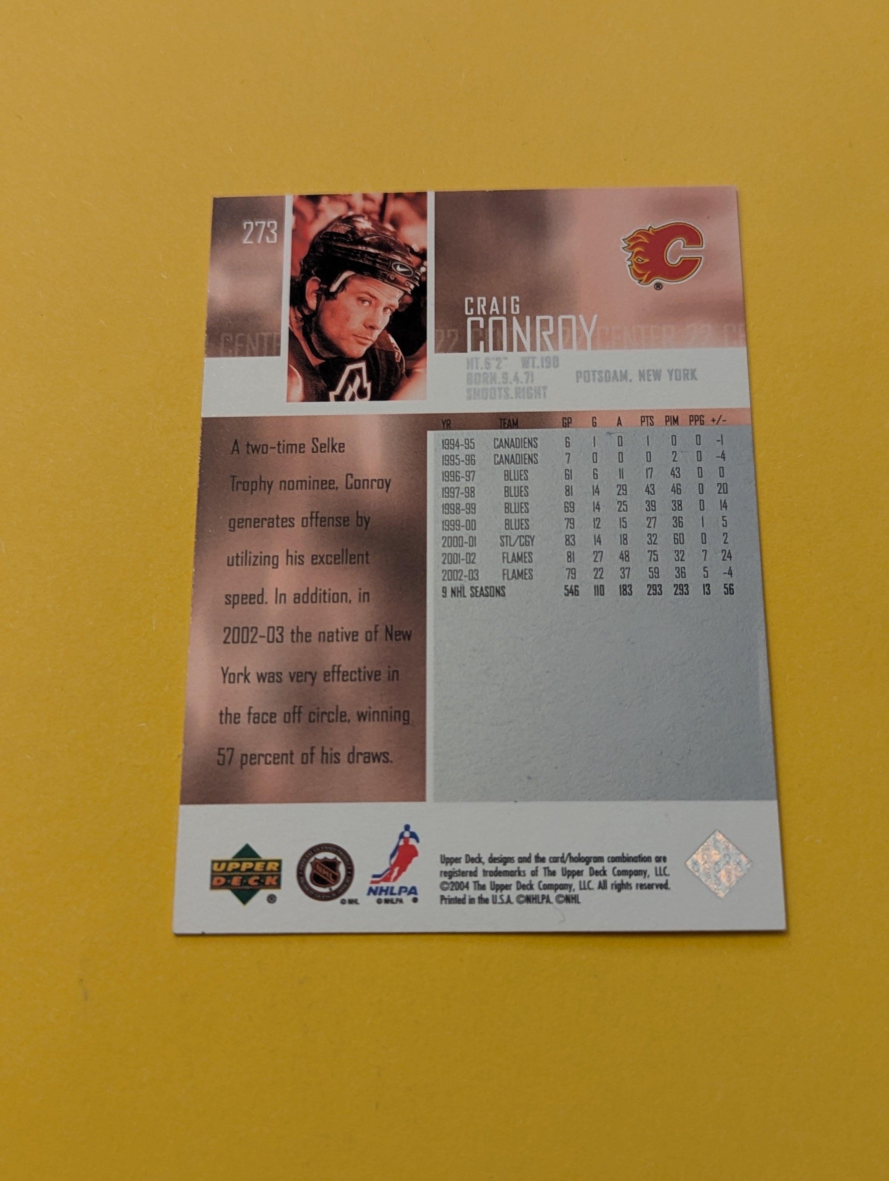 Craig Conroy Signed Calgary Flames Card