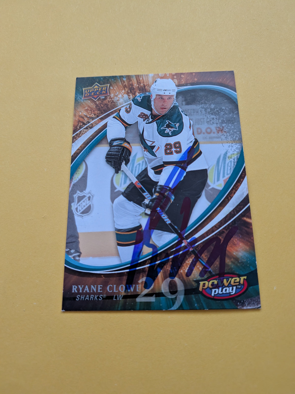 Ryane Clowe Signed San Jose Sharks Card A