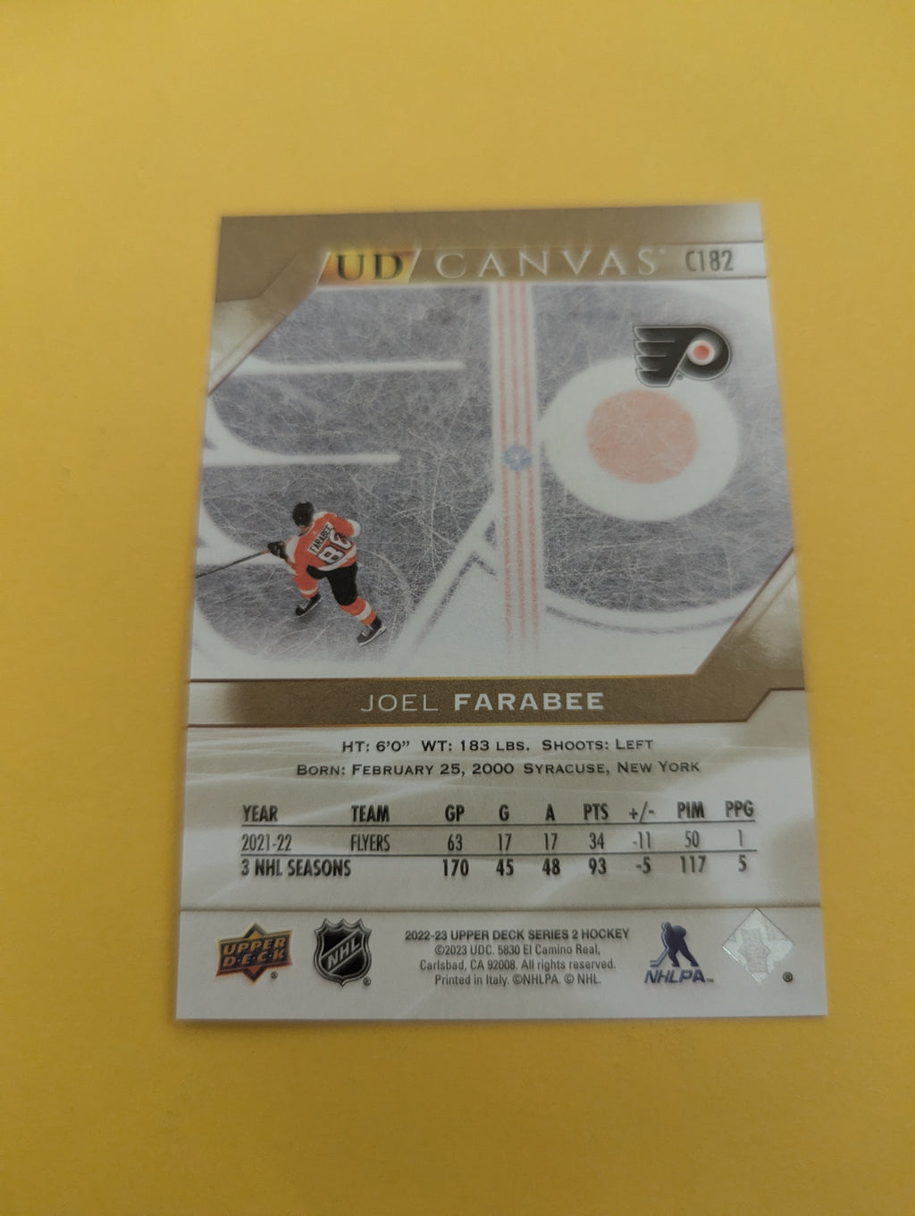 Joel Farabee 22-23 Upper Deck UD Canvas Card