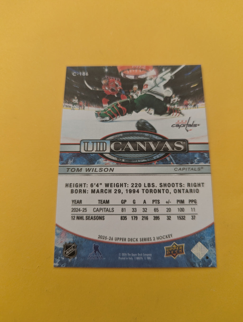 Tom Wilson 25-26 Upper Deck UD Canvas Card