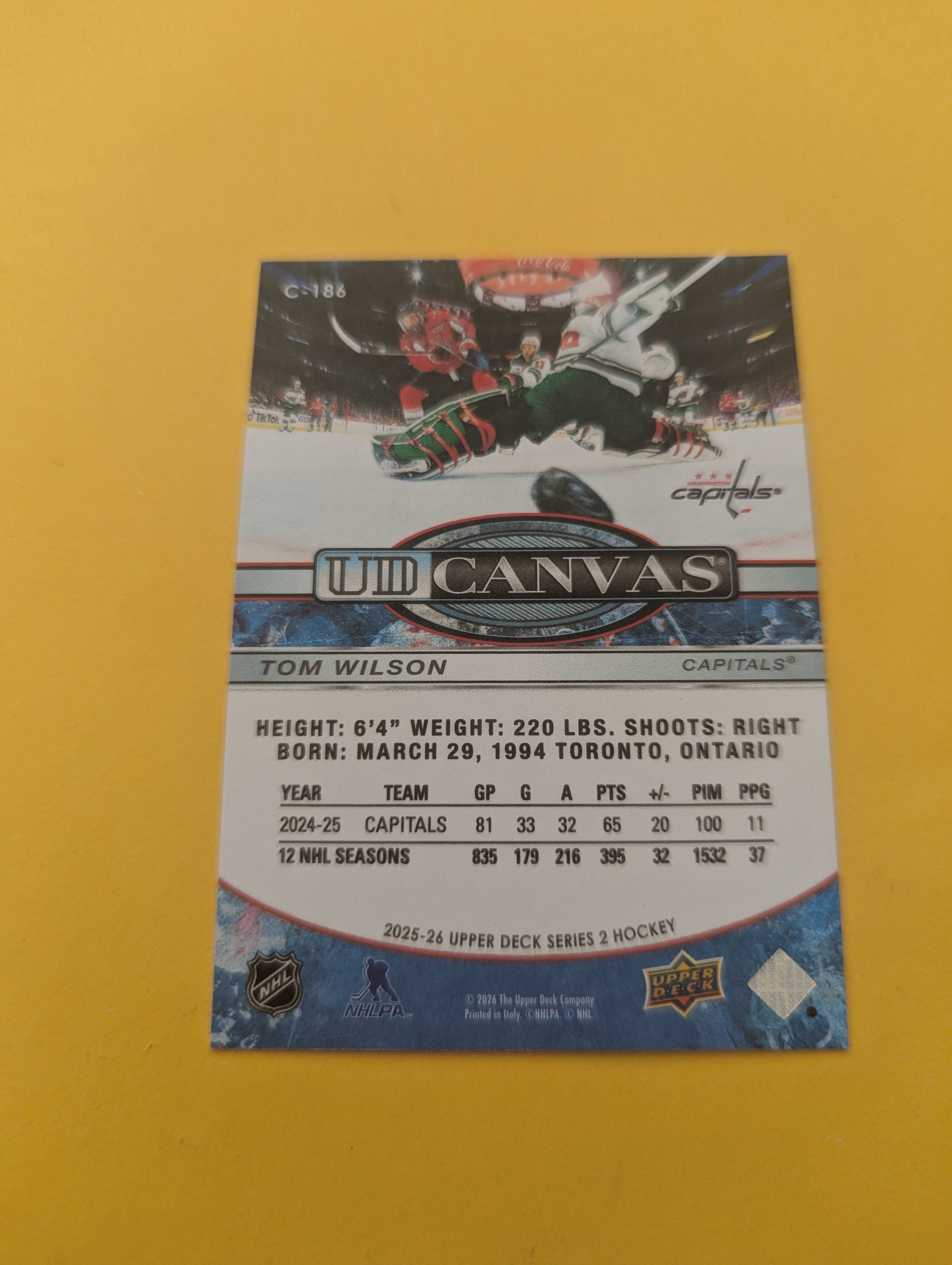 Tom Wilson 25-26 Upper Deck UD Canvas Card