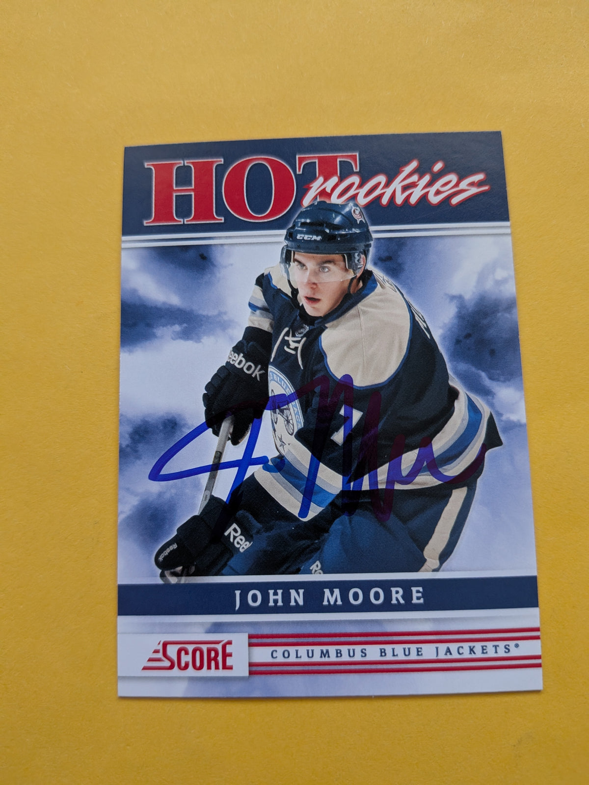 John Moore Signed Columbus Blue Jackets Rookie Card A