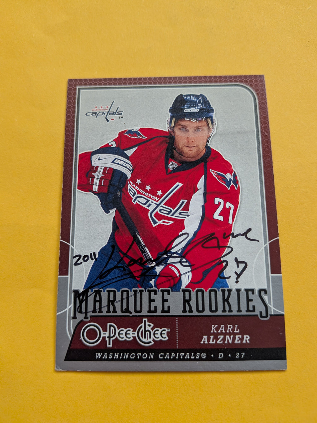 Karl Alzner Signed Washington Capitals Rookie Card A