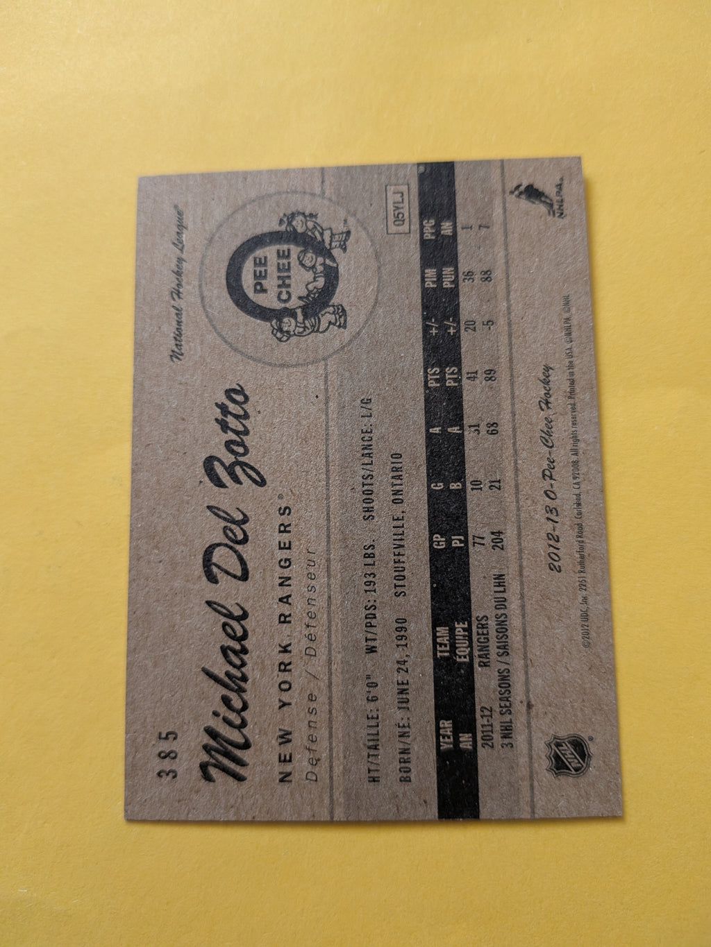 Michael Del Zotto Signed New York Rangers Card C