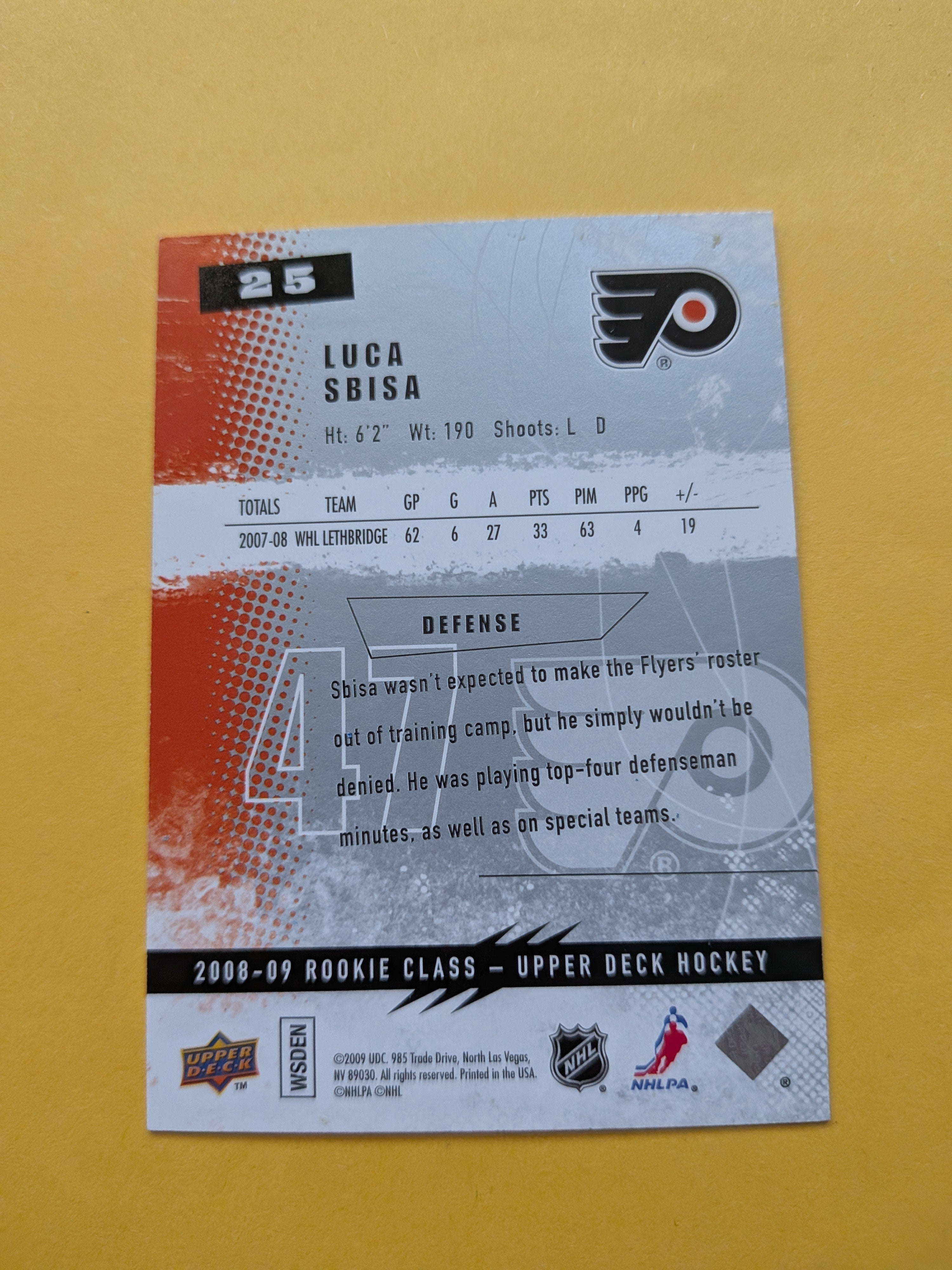Luca Sbisa Signed Philadelphia Flyers Rookie Card C