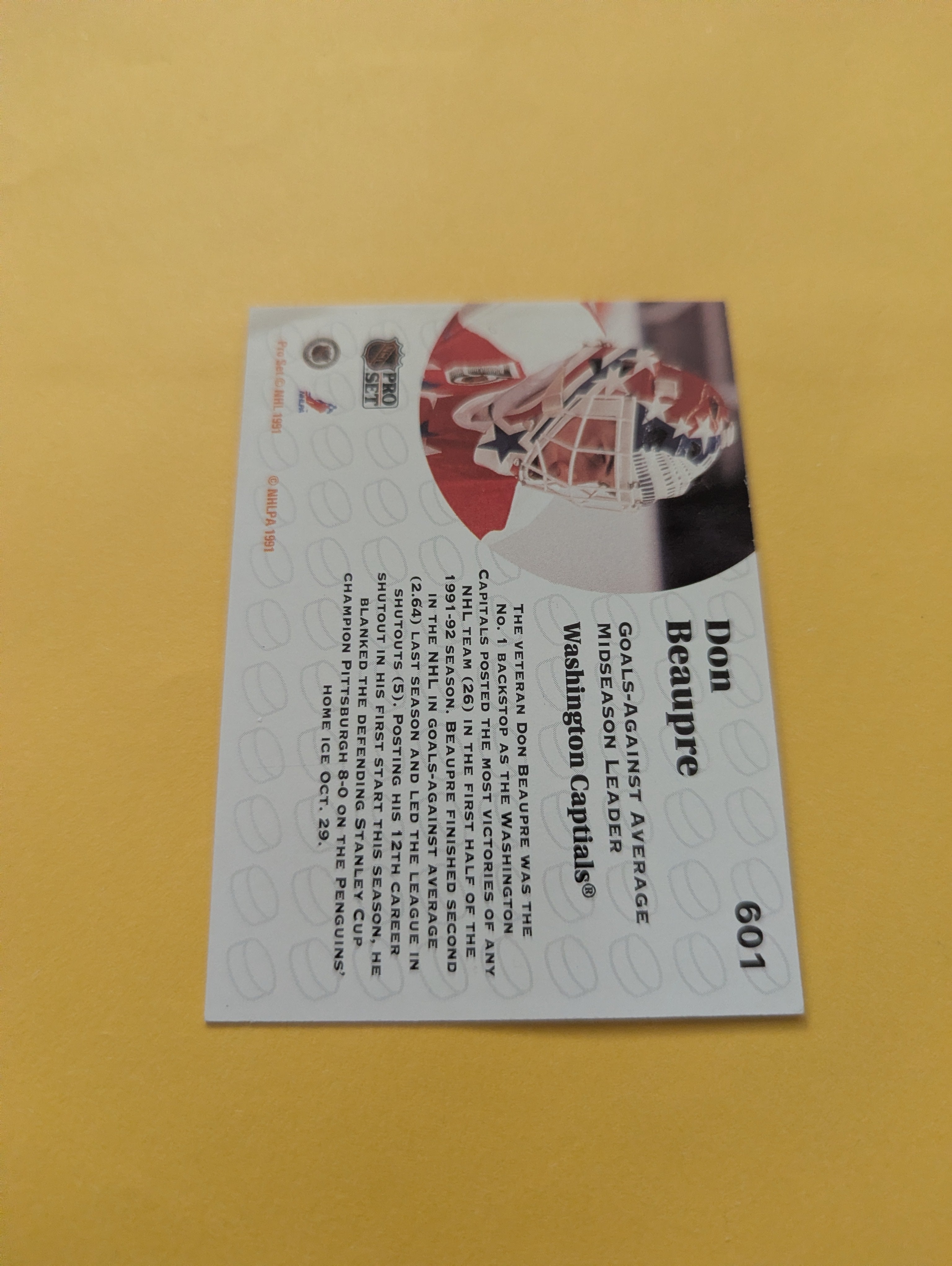 Don Beaupre Signed Washington Capitals Card
